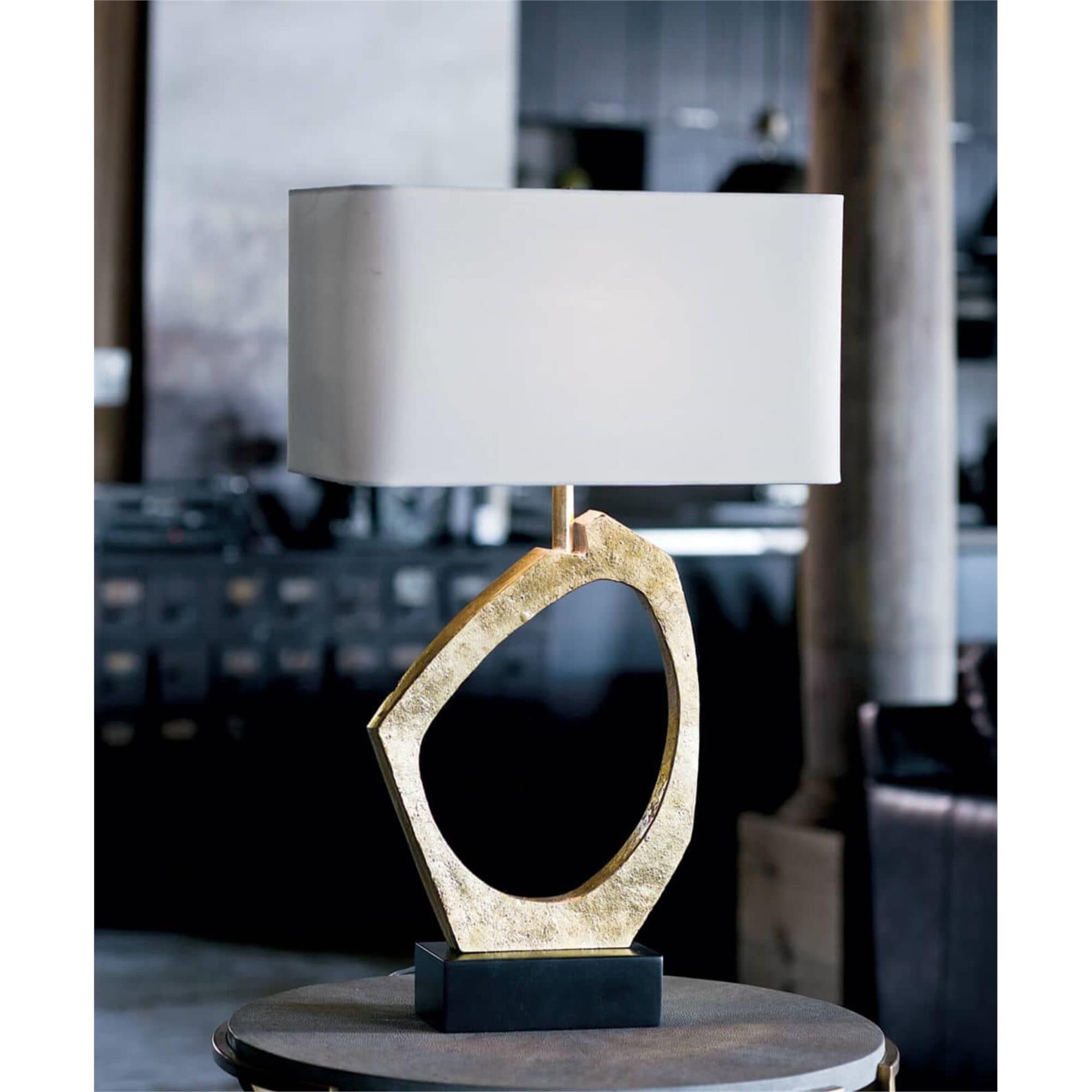 Shown in Gold Leaf finish and Linen shade
