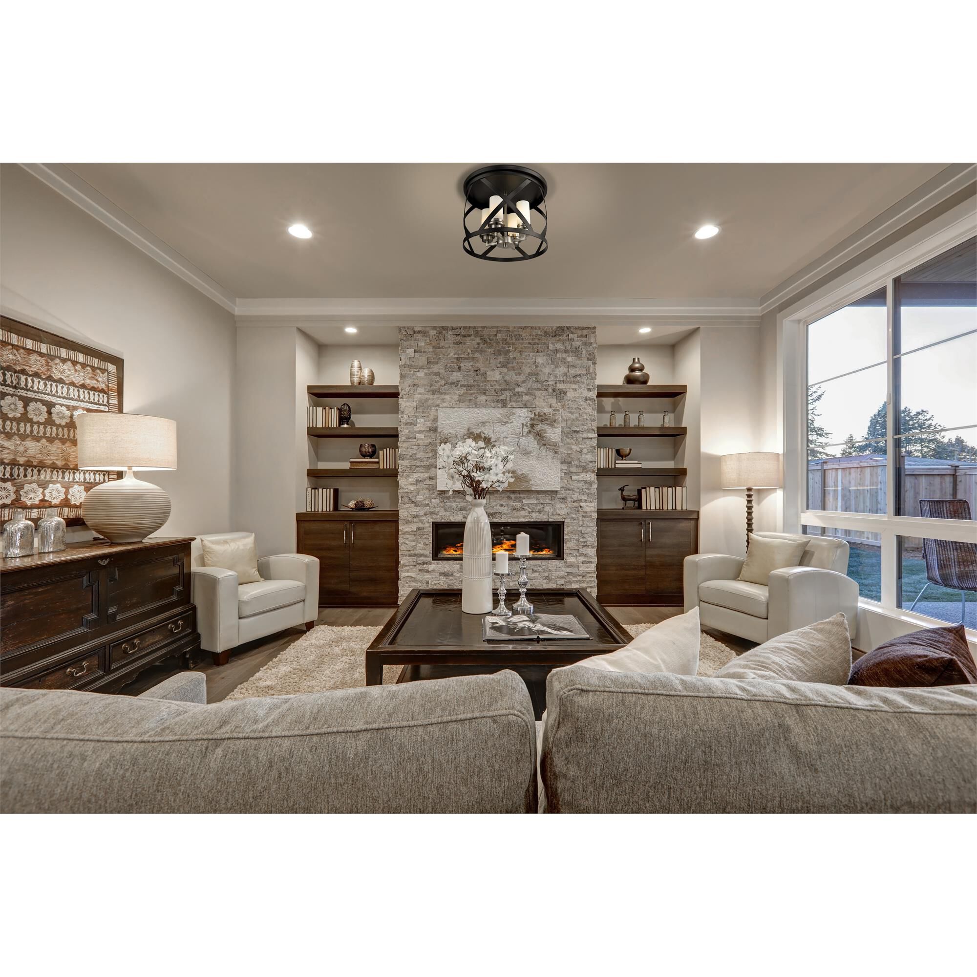 Shown in Matte Black + Brushed Nickel finish and Glass shade