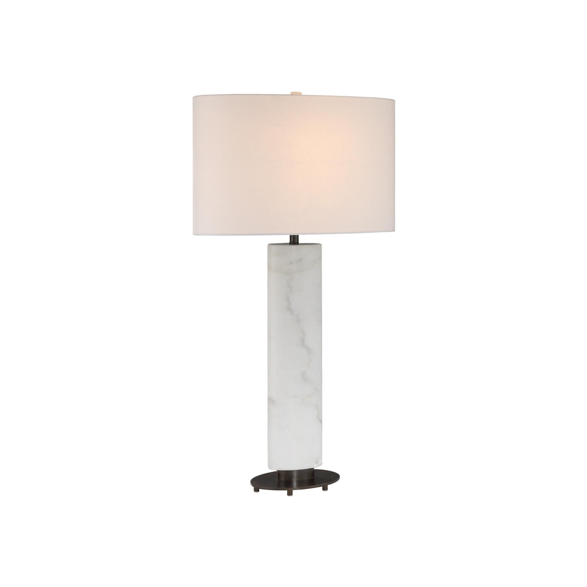 Shown in White and Bronze finish and White Linen shade