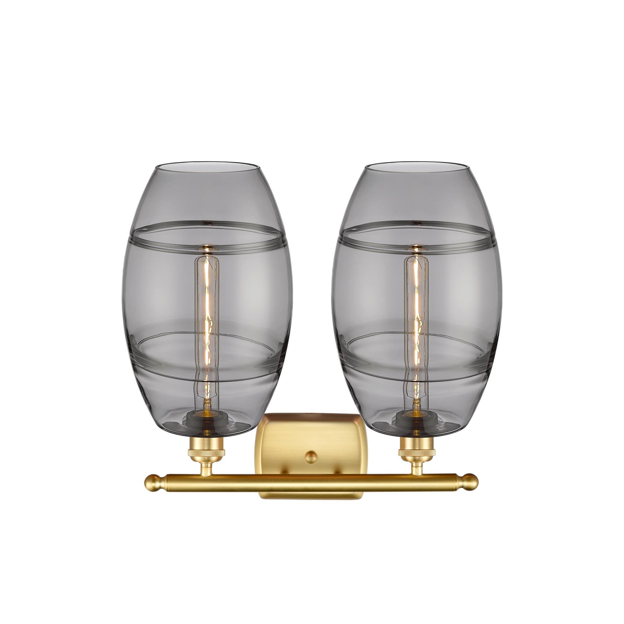 Shown in Satin Gold finish and Light Smoke glass