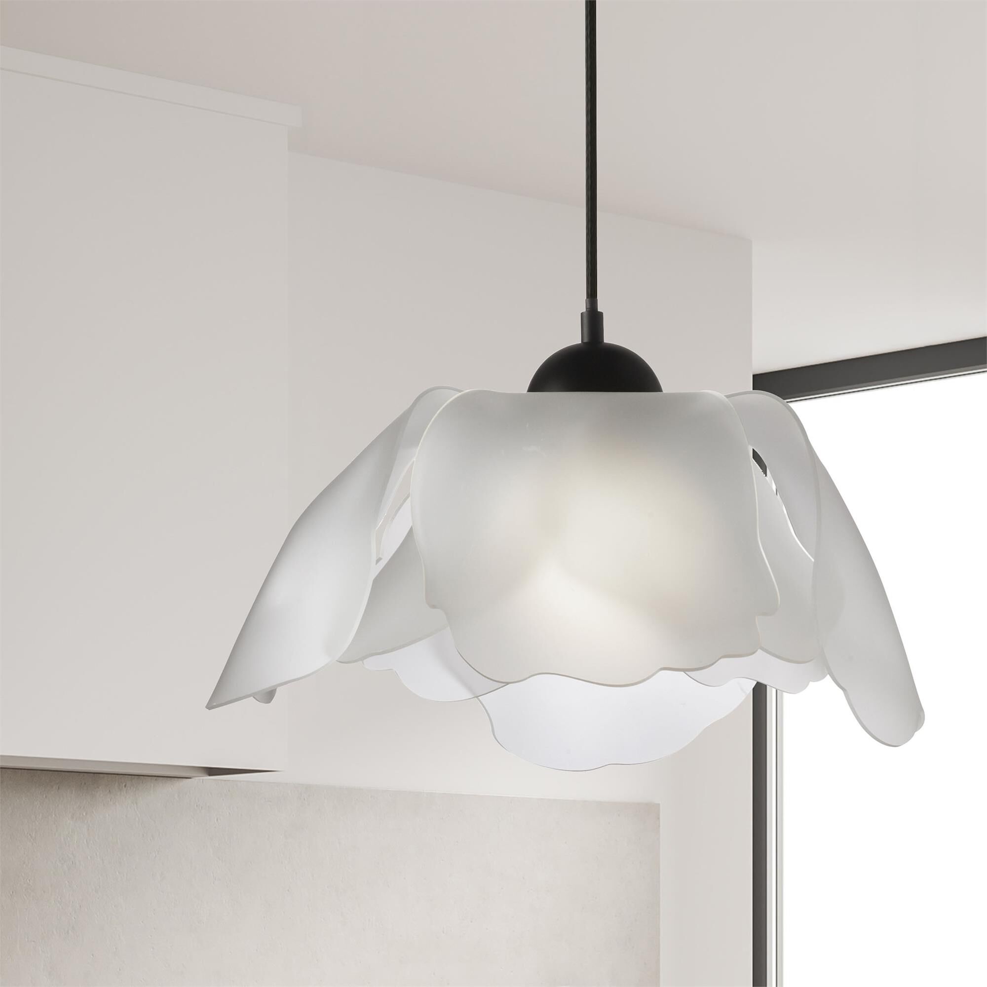Shown in White and Matte Black finish and White Acrylic glass