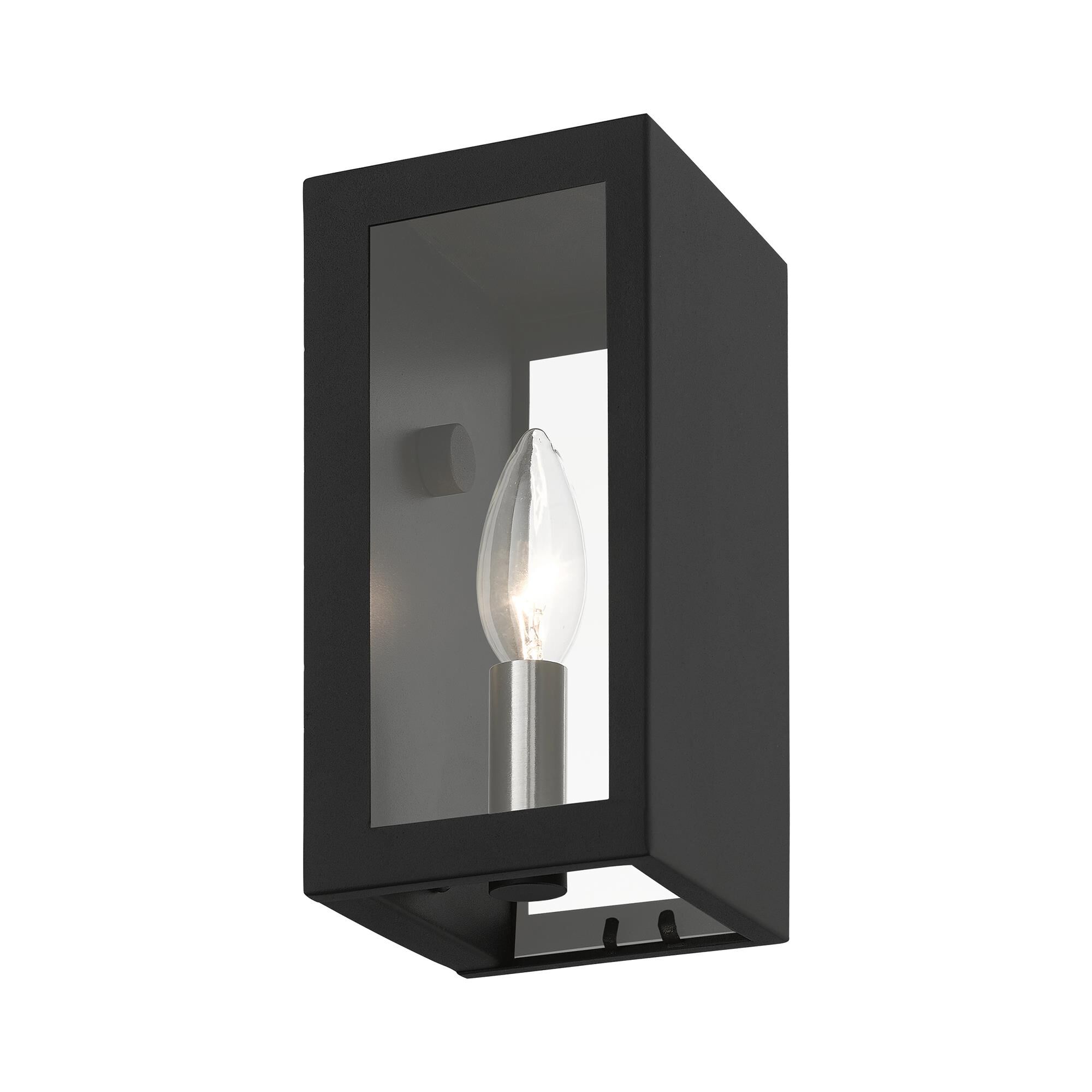 Shown in Textured Black with Brushed Nickel Candles finish and Clear glass