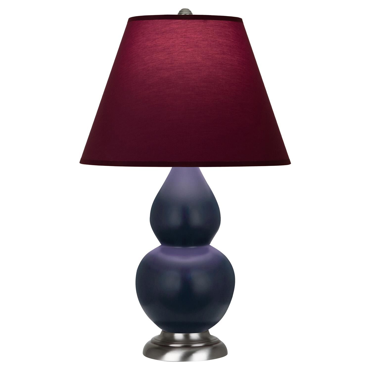 Shown in Matte Midnight Blue finish and Plum and Lavender shade and Antique Silver accent