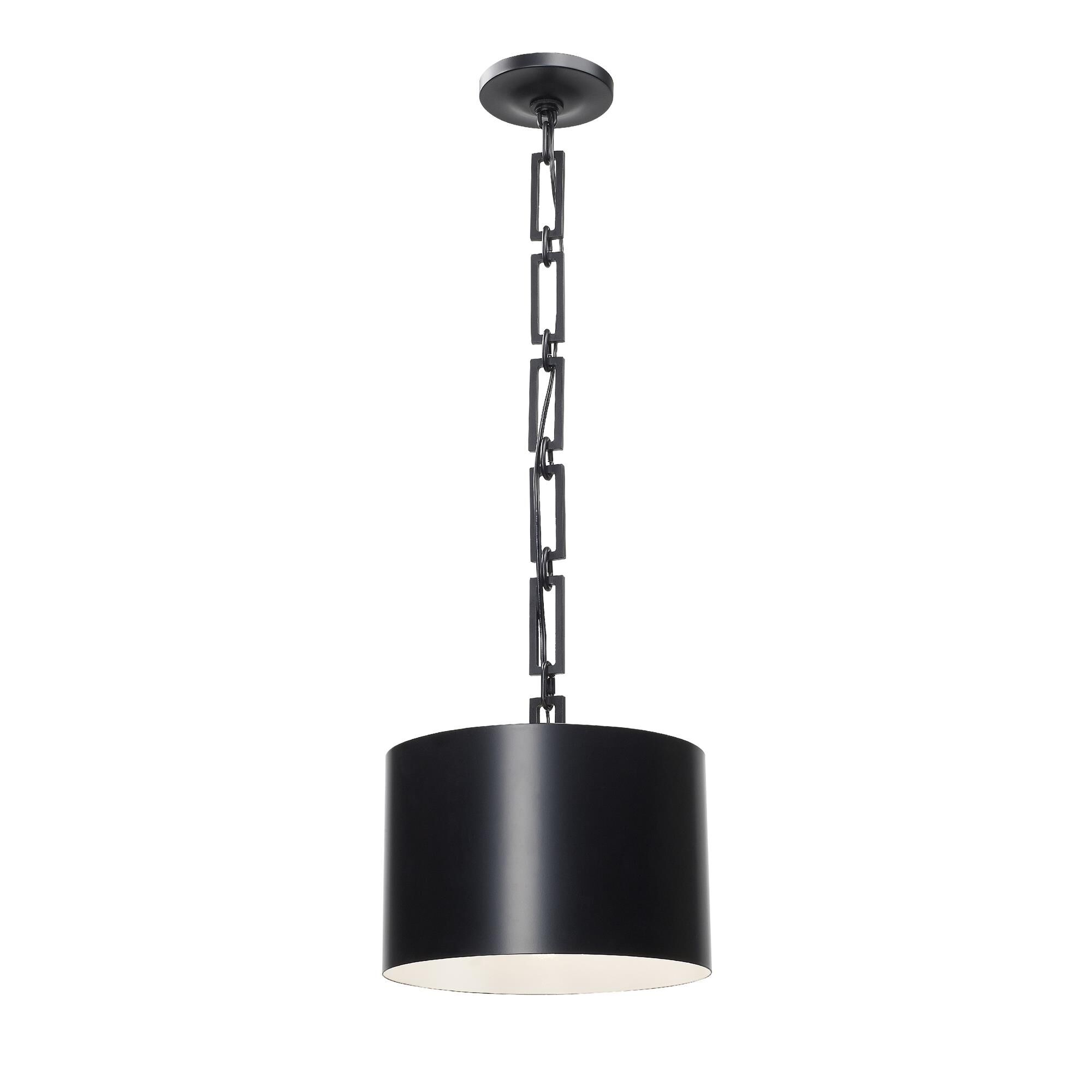Shown in Matte Black - White finish and Steel glass and Steel shade