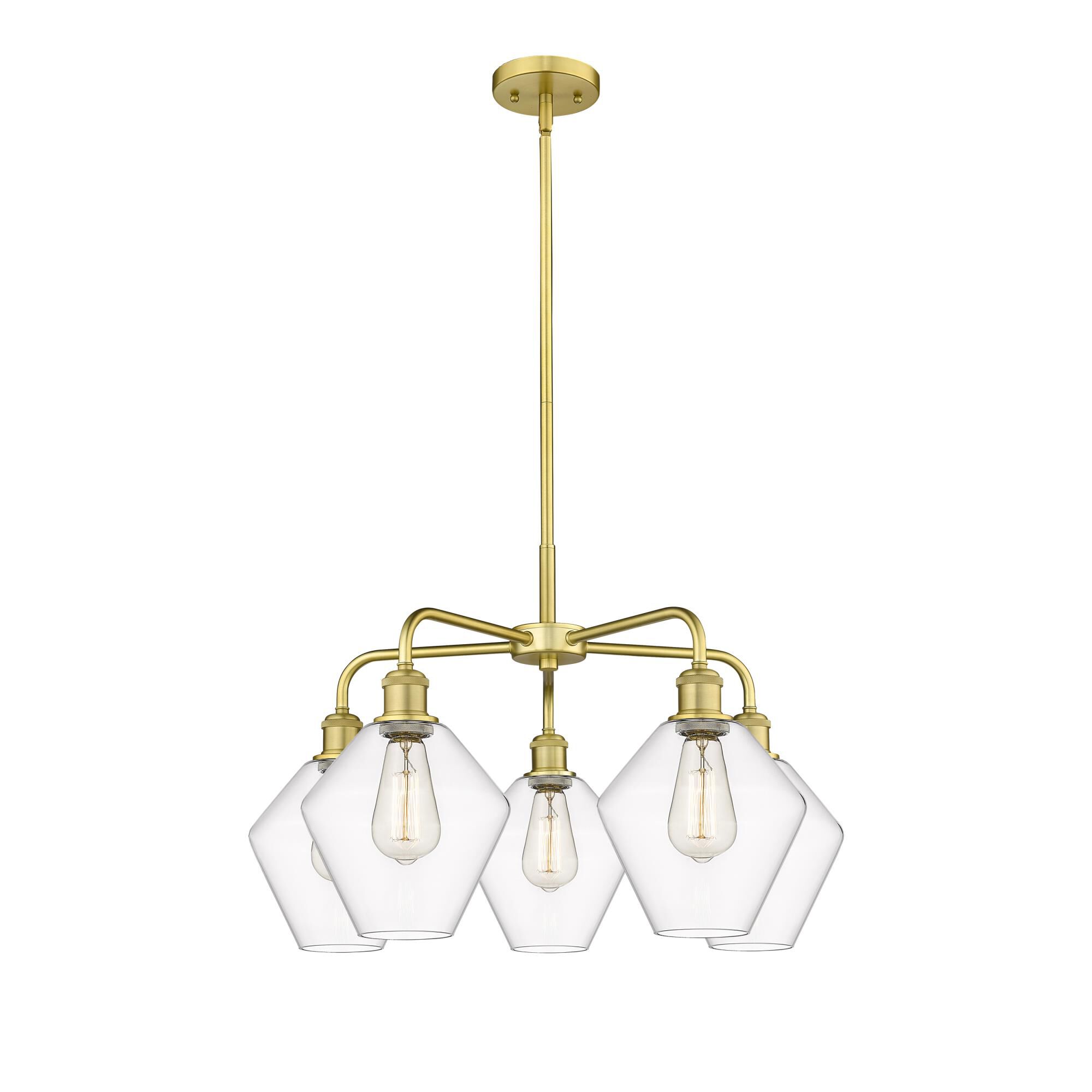 Shown in Satin Gold finish and Clear glass