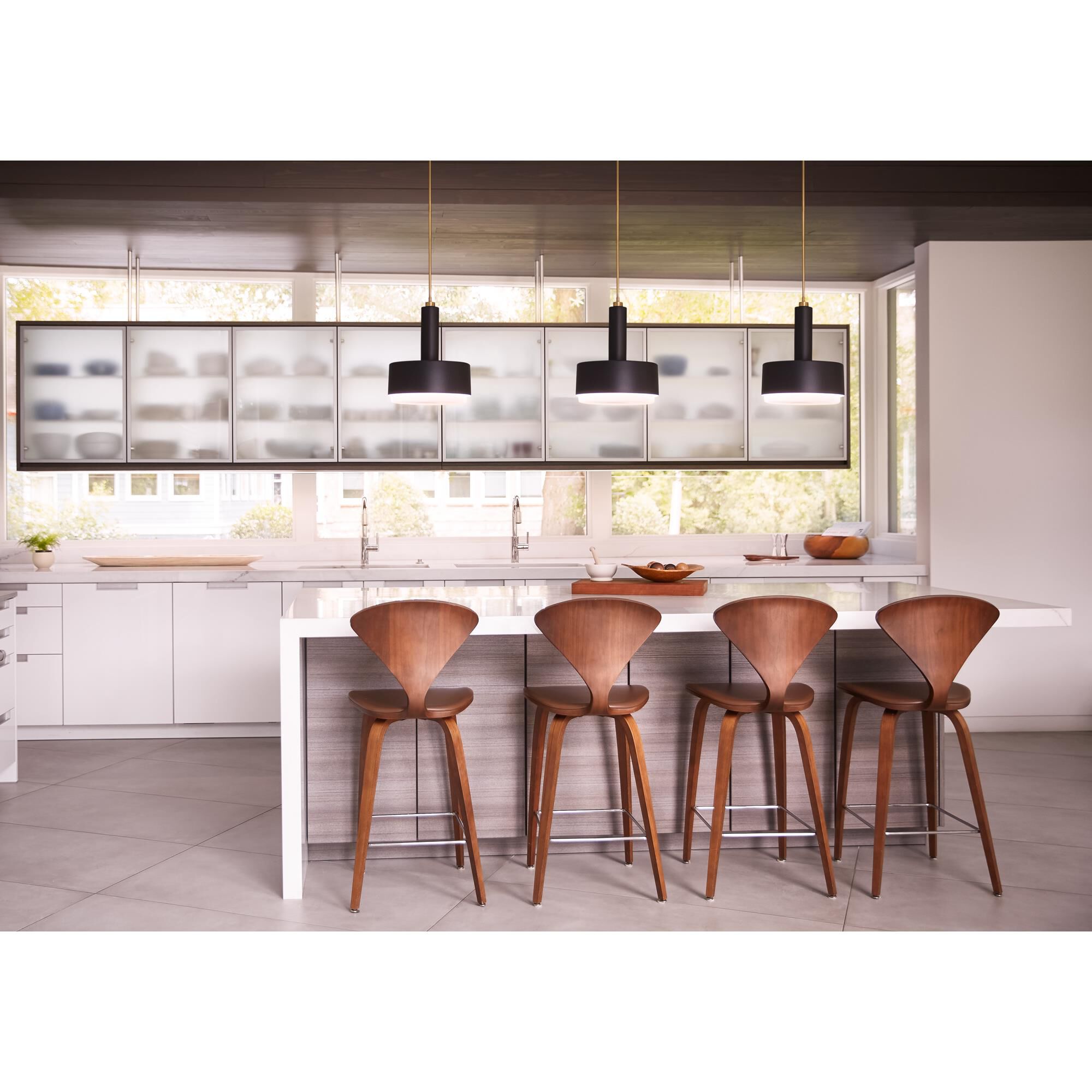 Shown in Black finish and Etched Opal glass