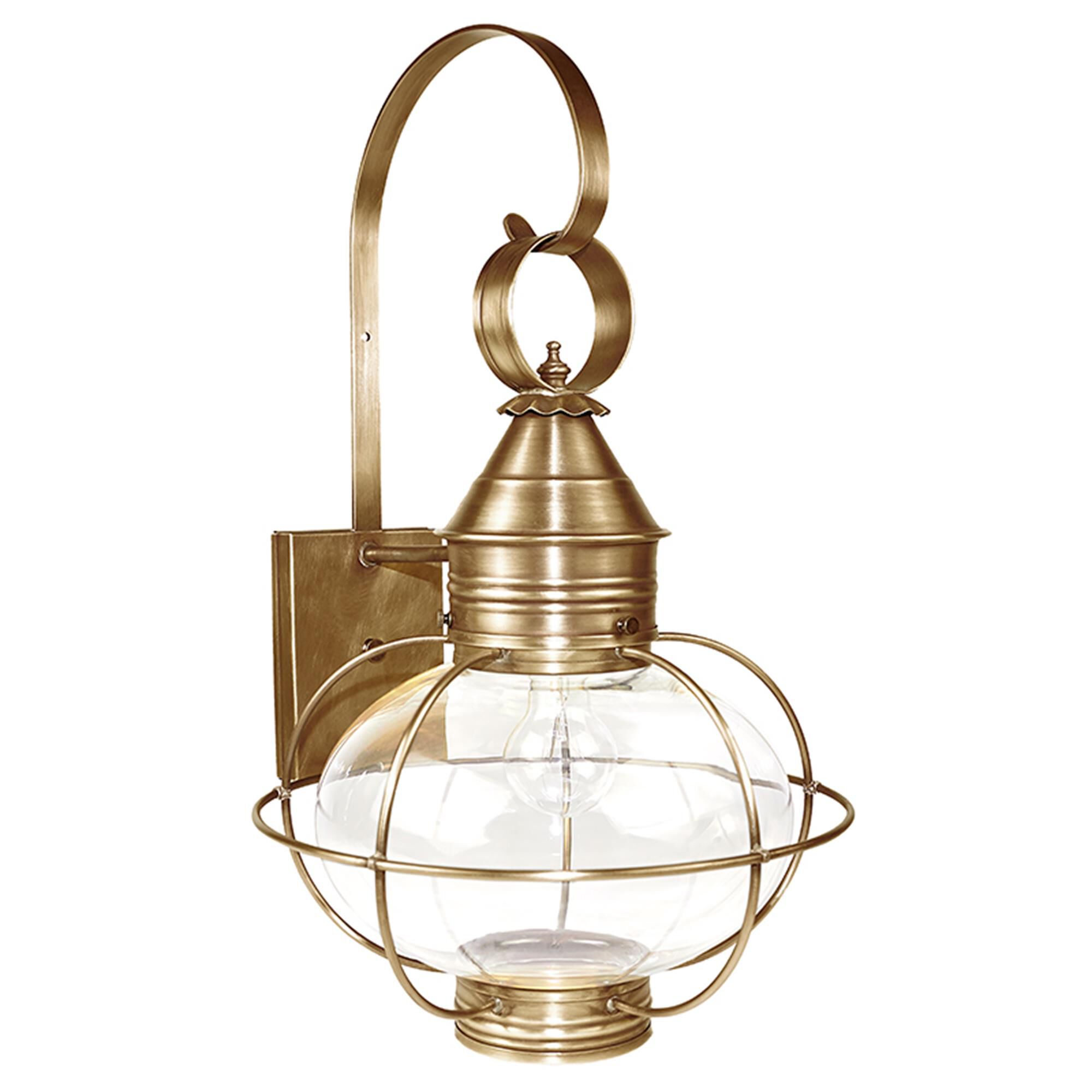 Shown in Antique Brass finish and Clear glass