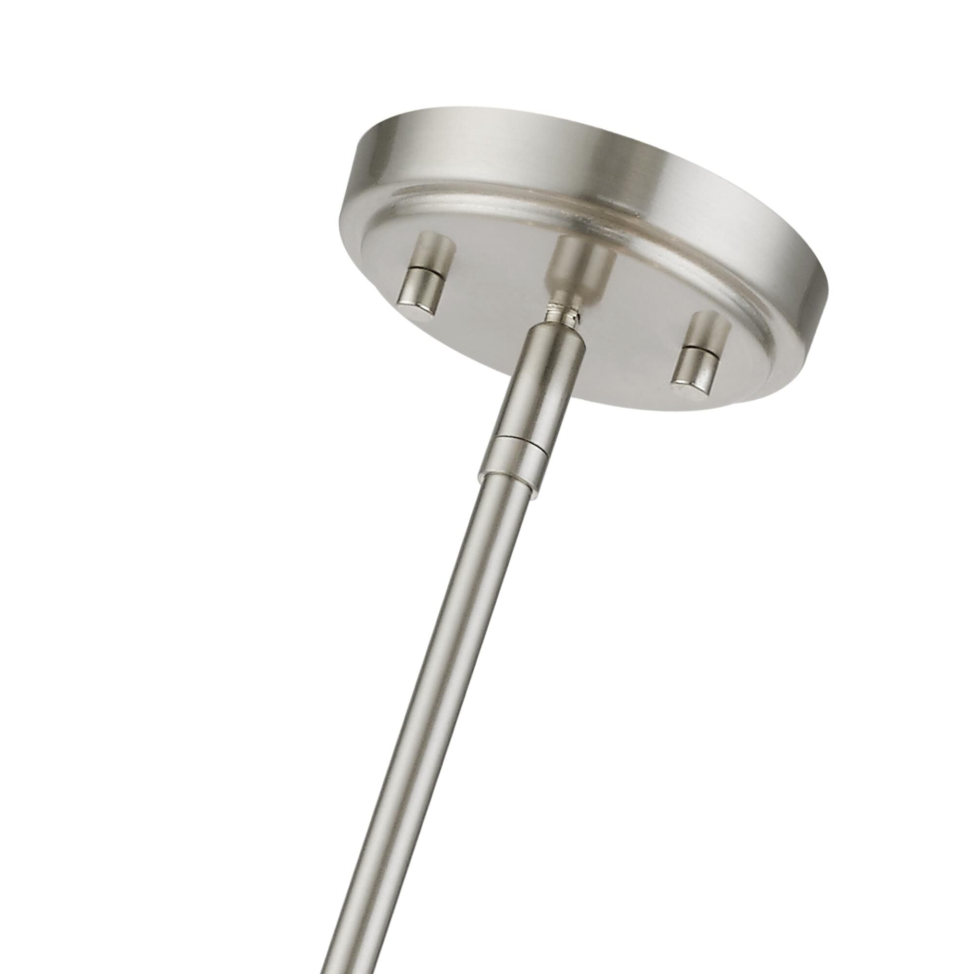 Shown in Brushed Nickel finish and Hand Crafted Oatmeal Color Hardback Fabric With White Fabric Inside shade