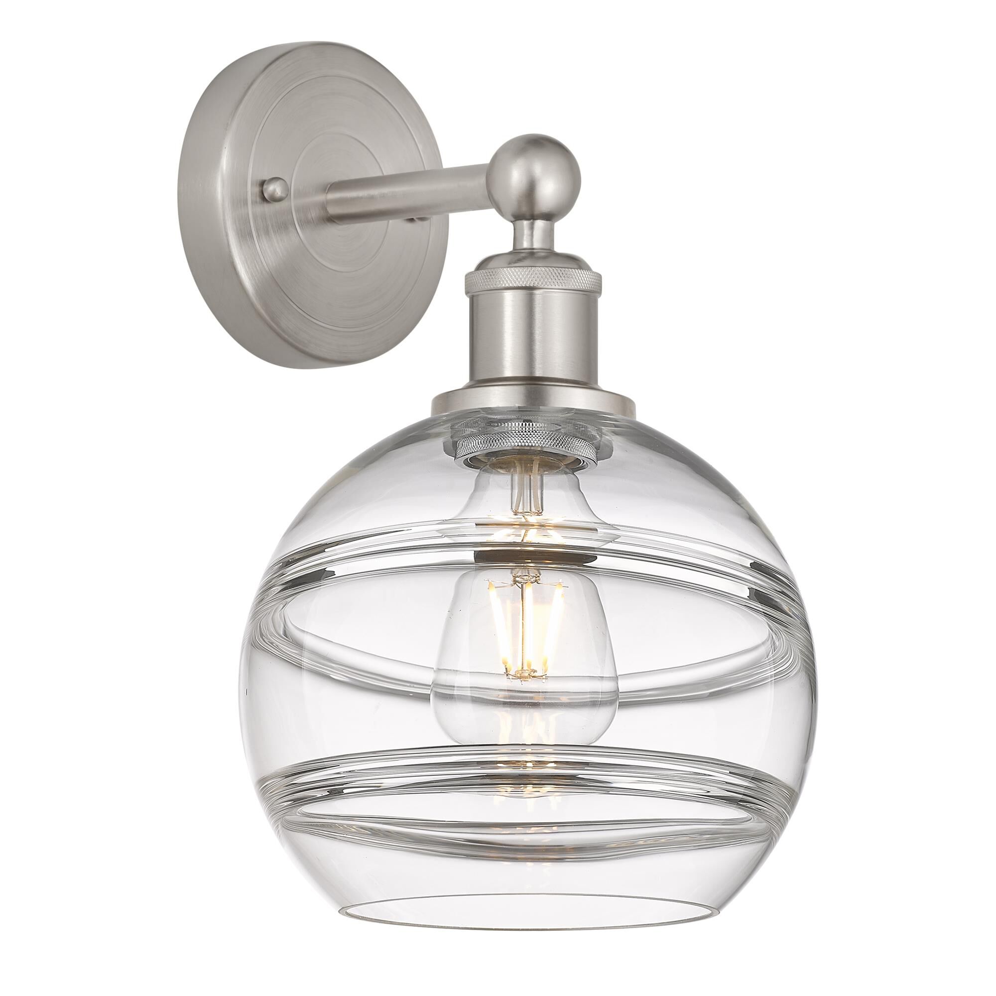 Shown in Satin Nickel finish and Clear glass