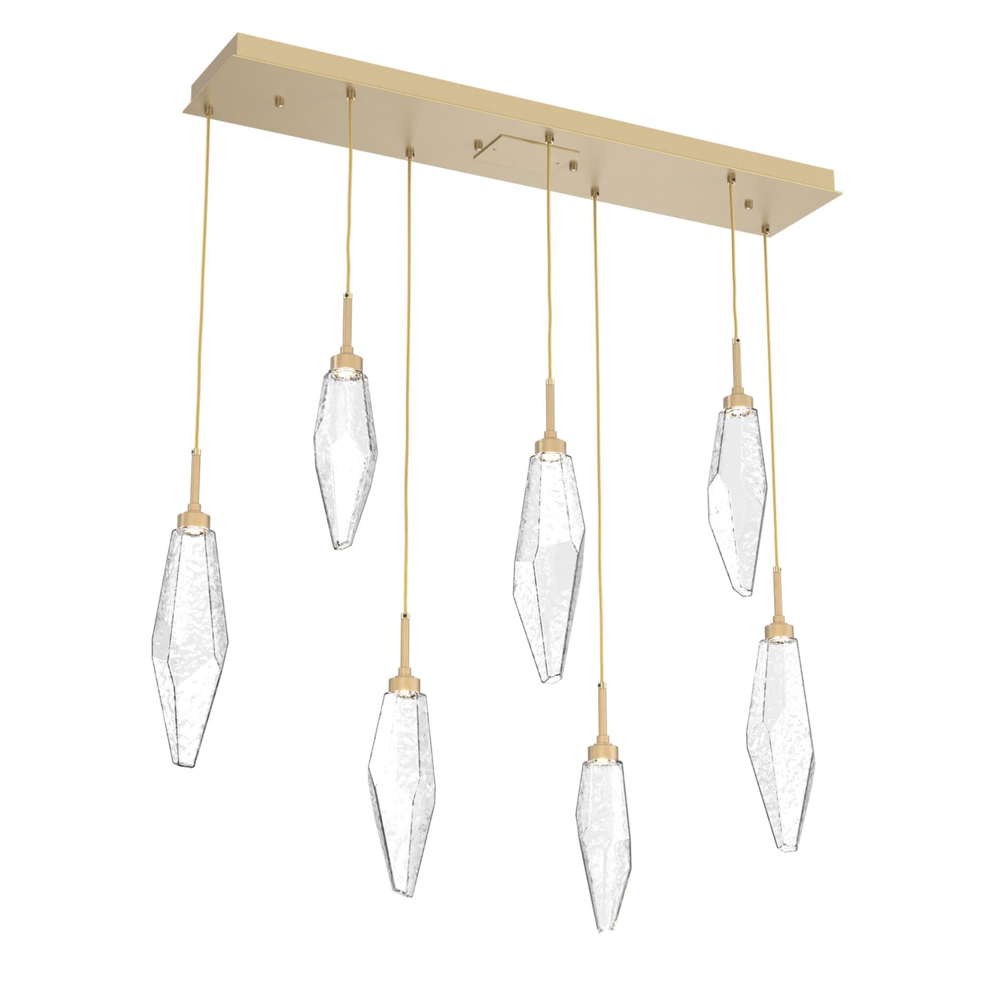 Shown in Gilded Brass finish and Chilled Clear glass