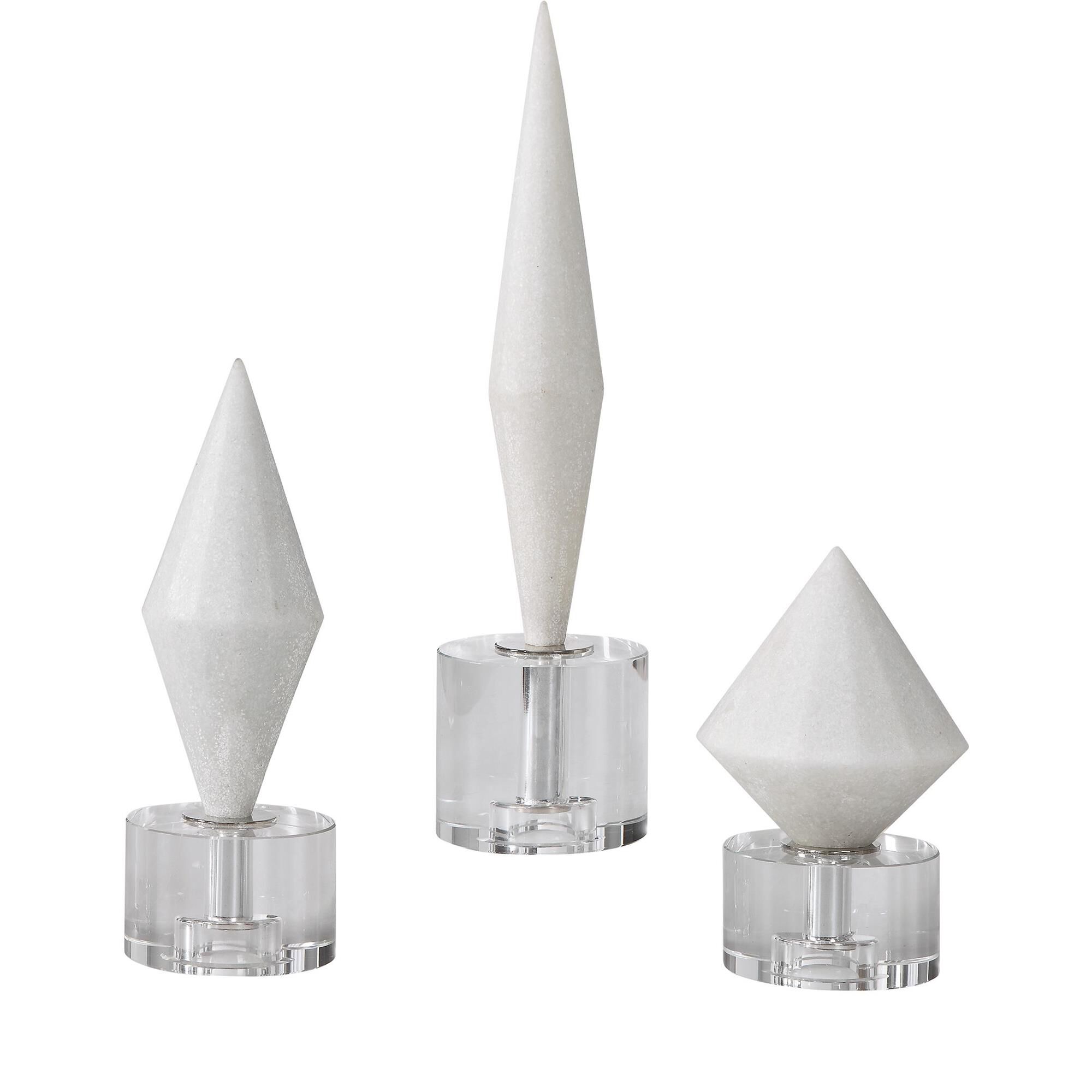 Shown in Elegant White Diamonds Atop Crystal Bases. Sizes: Sm-5x7x5, Med-4x10x4, Lg-4x14x4 finish