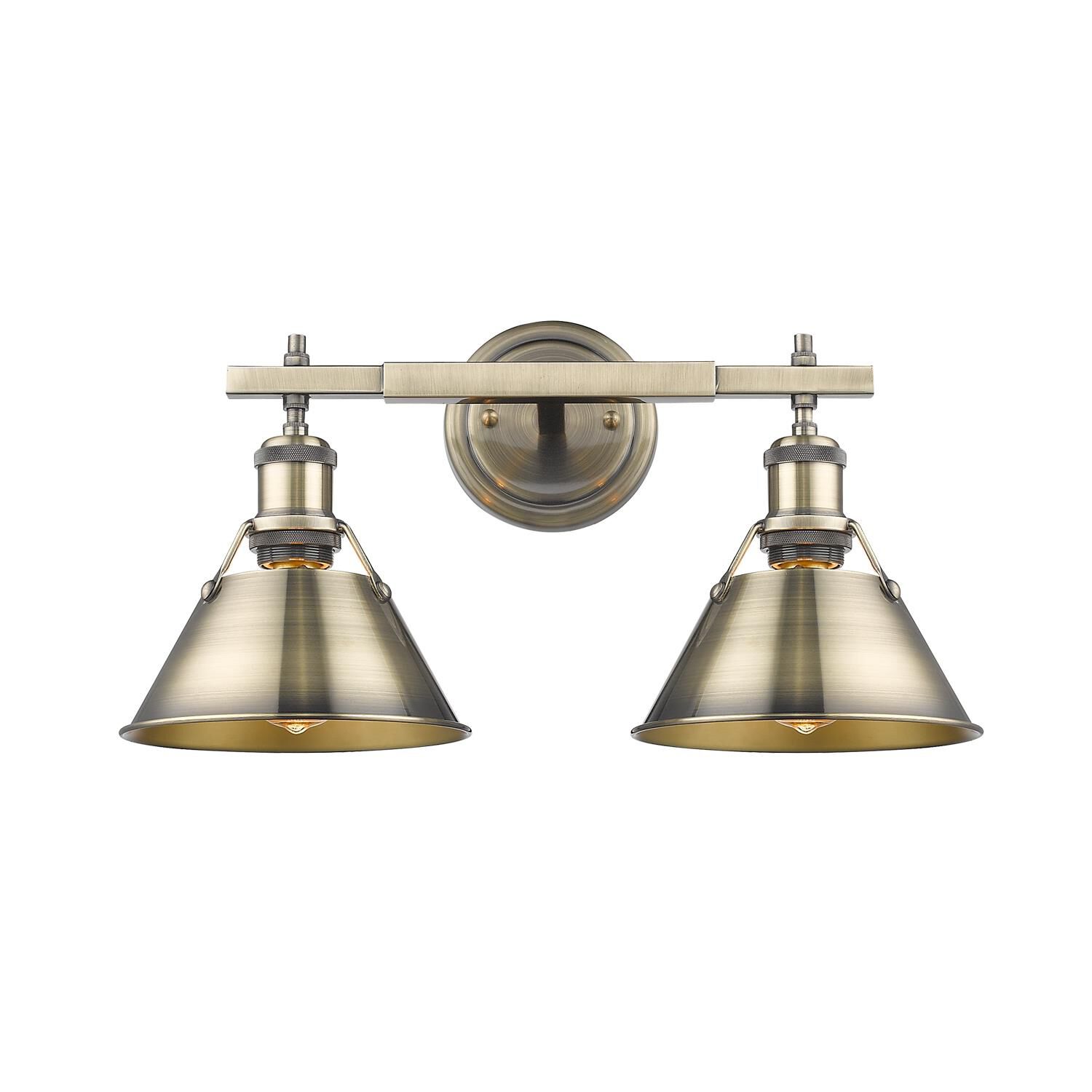 Shown in Aged Brass finish and Aged Brass shade