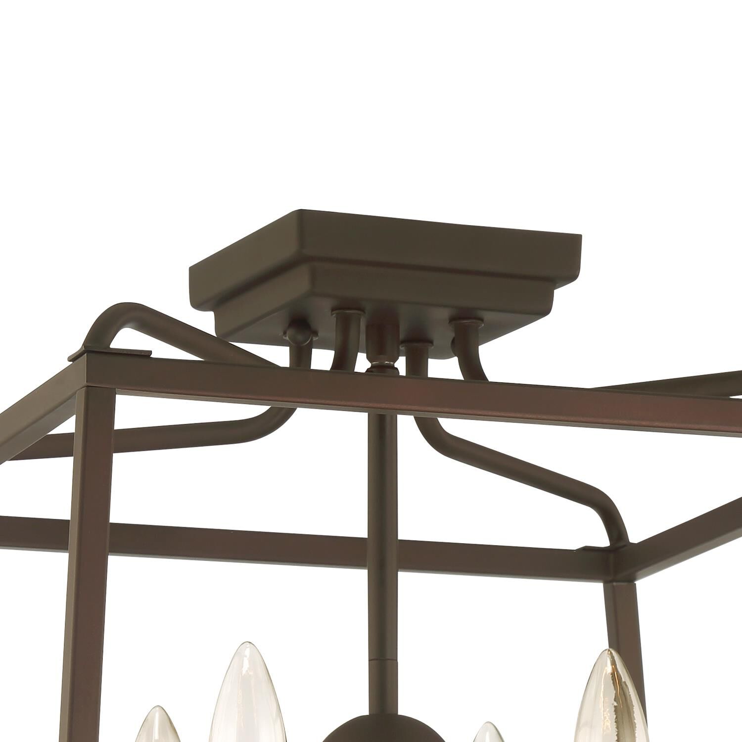 Shown in Dark Bronze finish and Flax Textured Fabric glass and Flax Textured Fabric shade