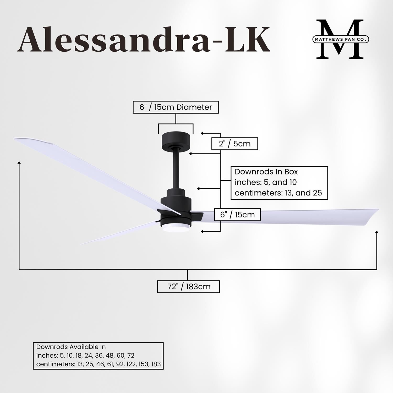 Alessandra 72 Inch Ceiling Fan by Matthews Fan Company