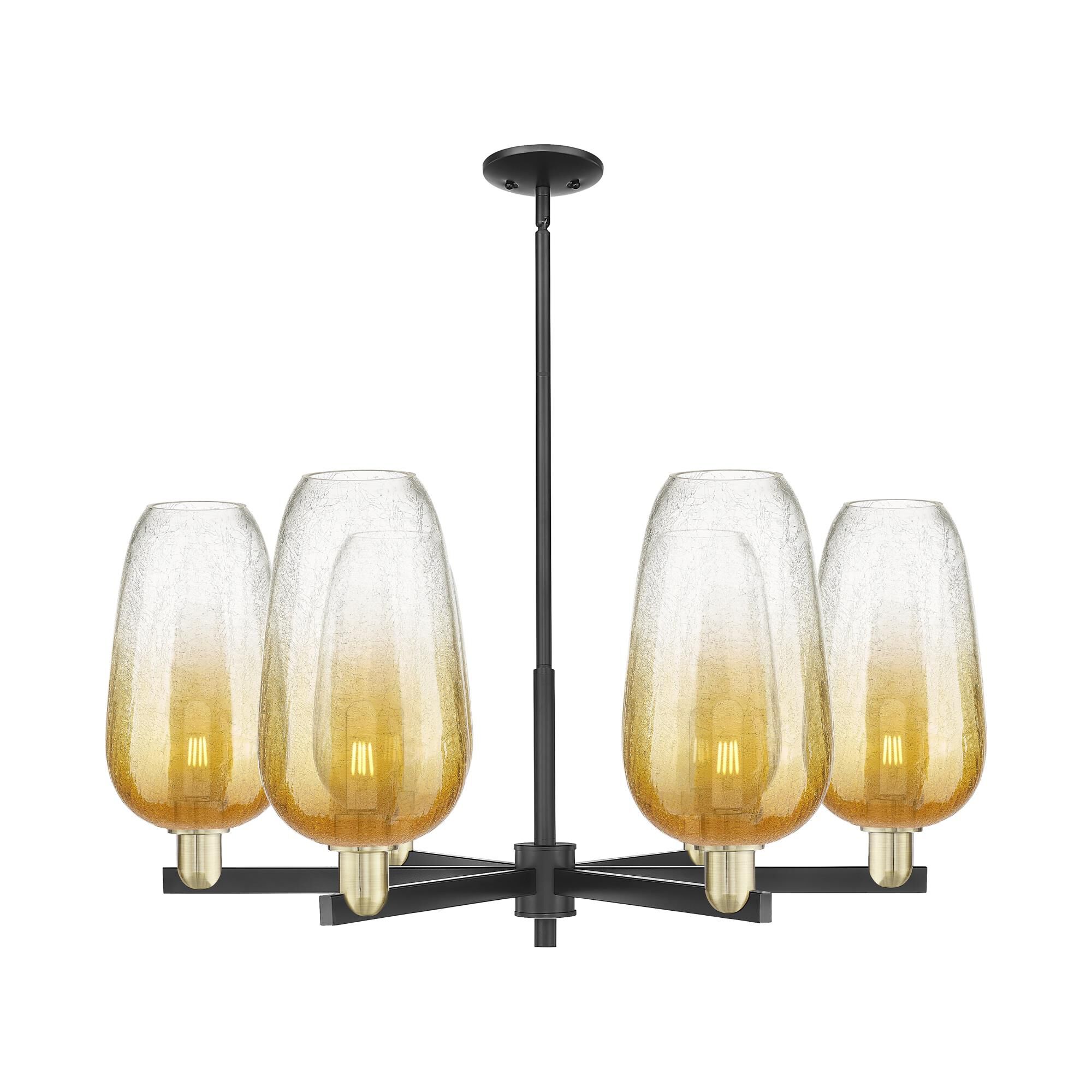Shown in Black Antique Brass finish and Amber glass