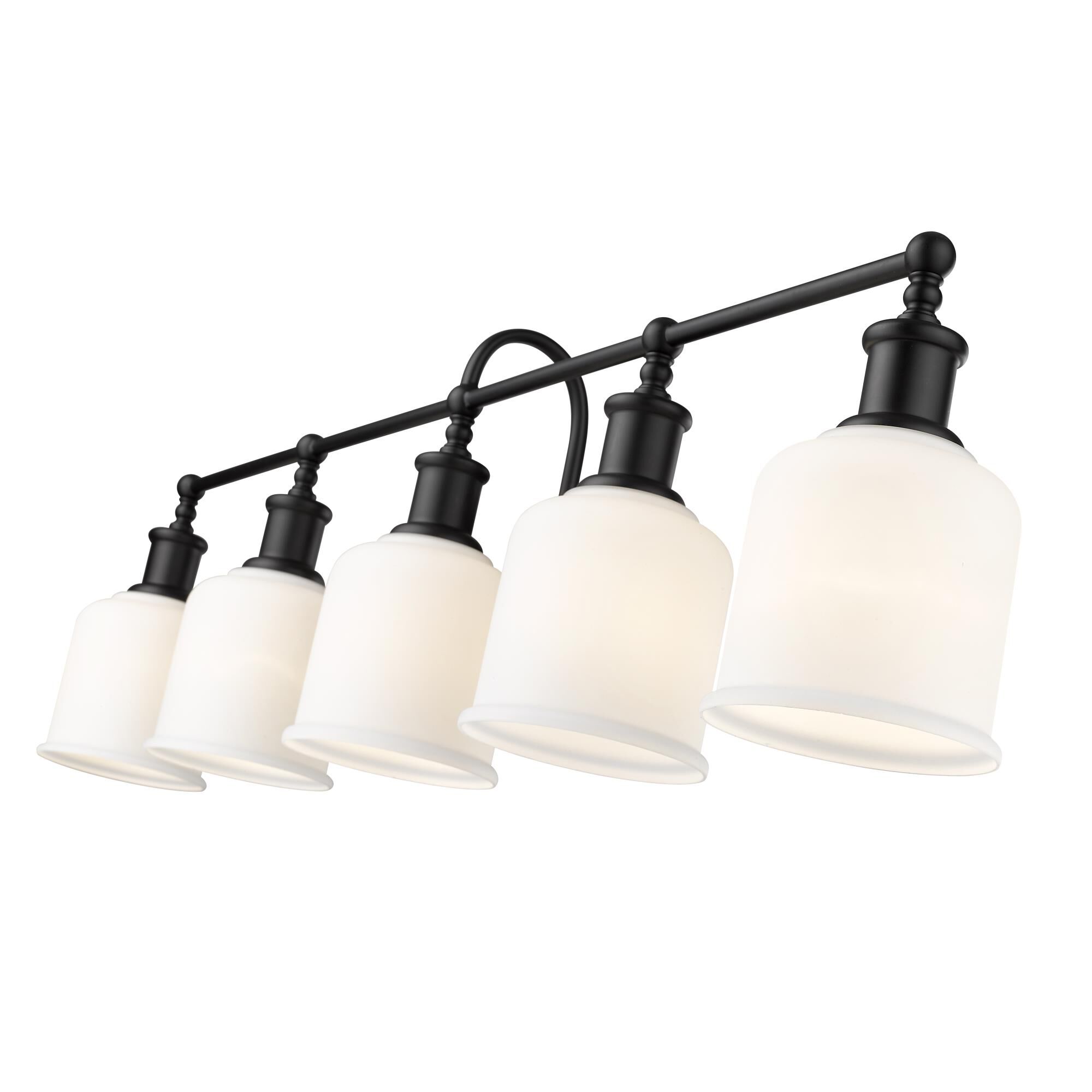 Shown in Matte Black finish and Glass shade