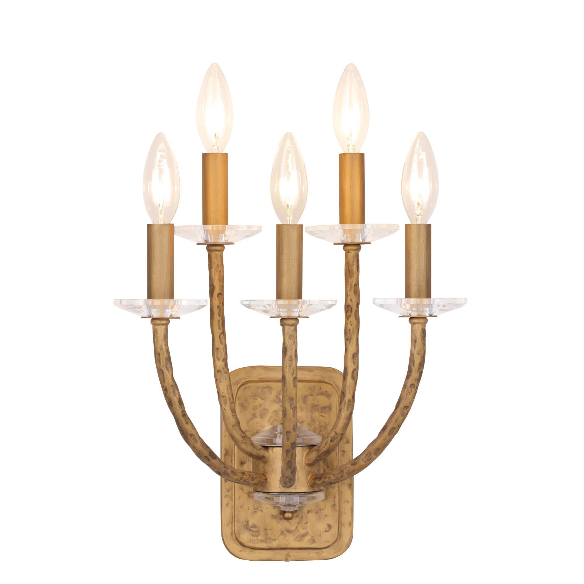 Shown in Ashen Gold finish and Crystal Bobeche glass