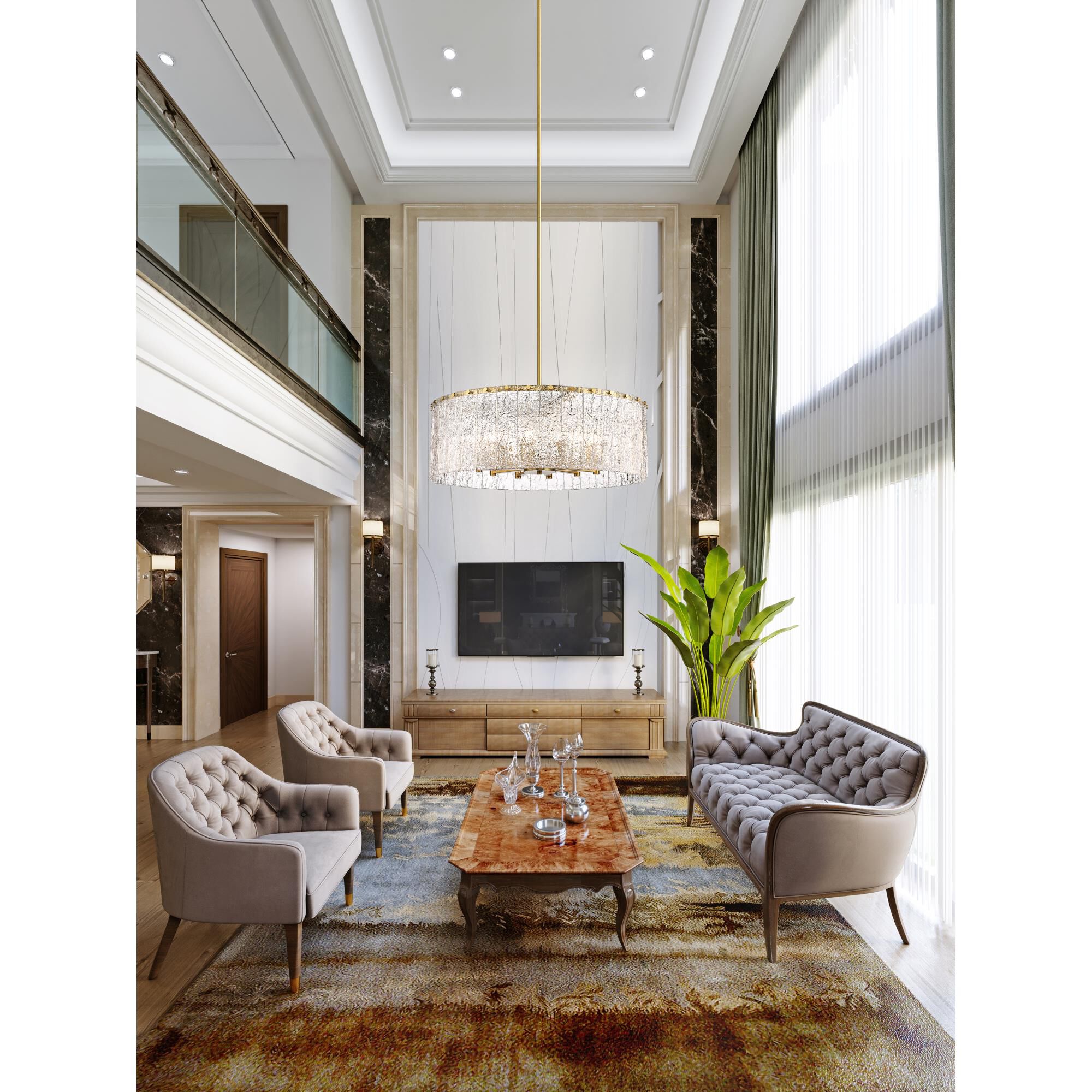 Shown in Modern Gold finish and Clear glass