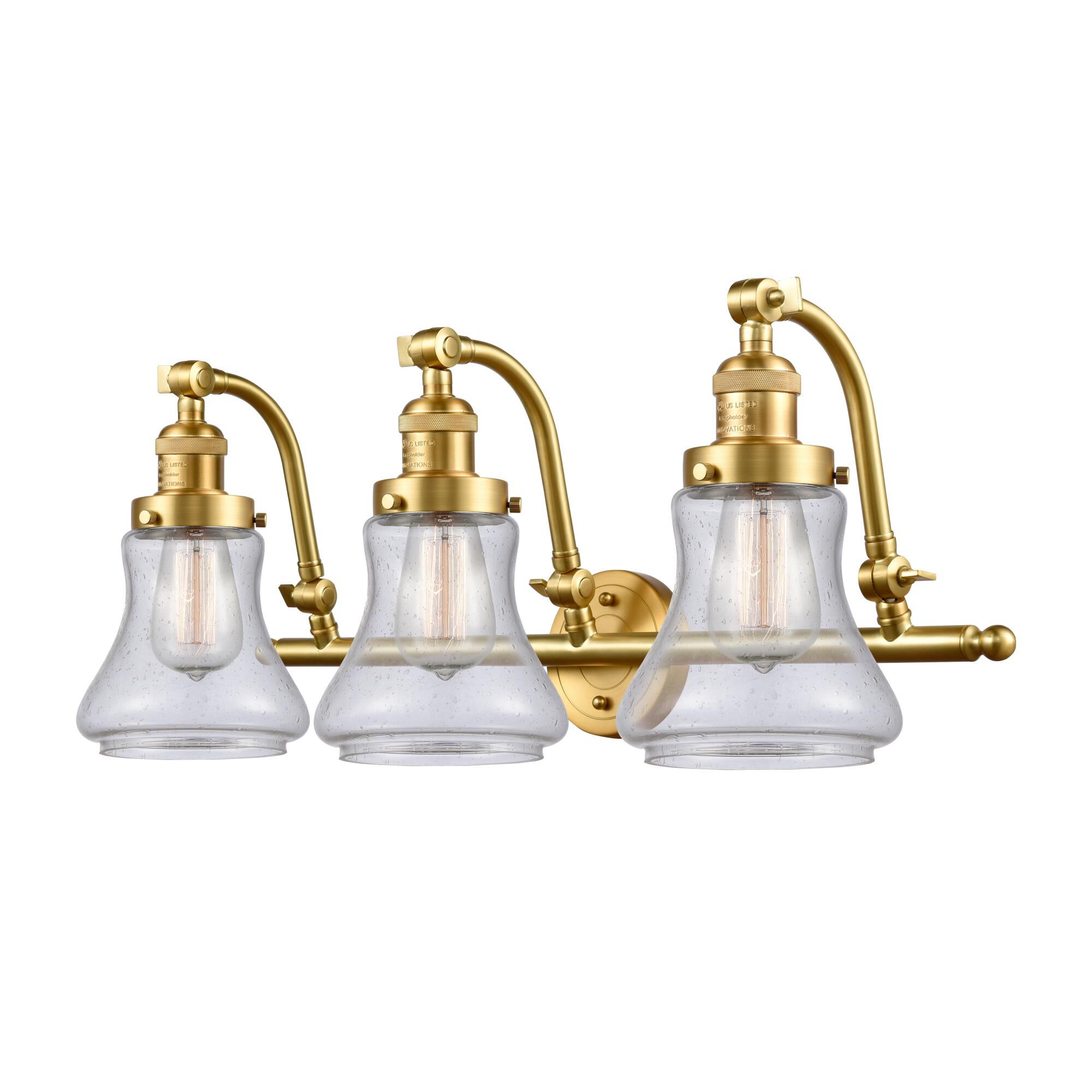Shown in Satin Gold finish and Seedy Bellmont glass