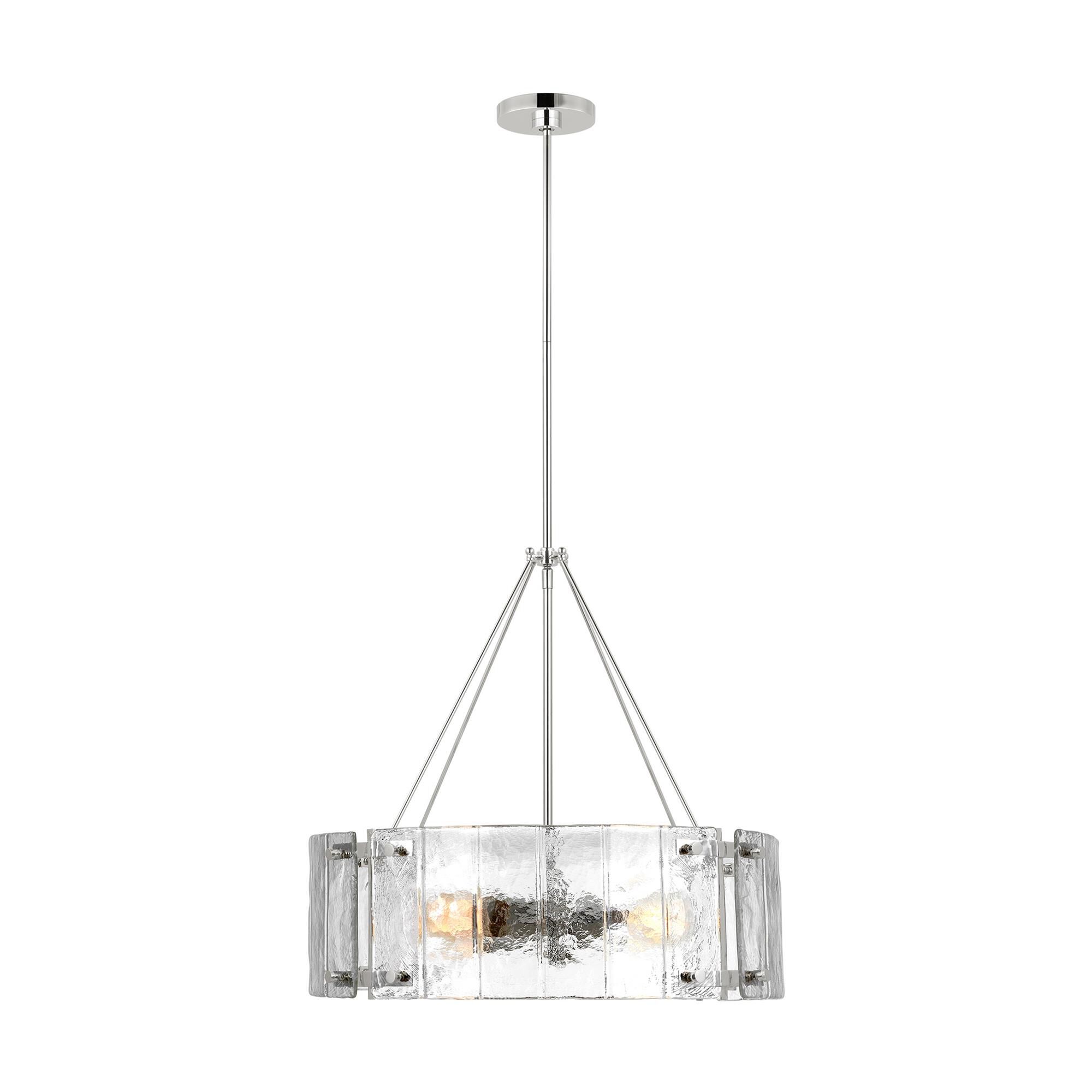 Shown in Polished Nickel finish and Clear Textured glass