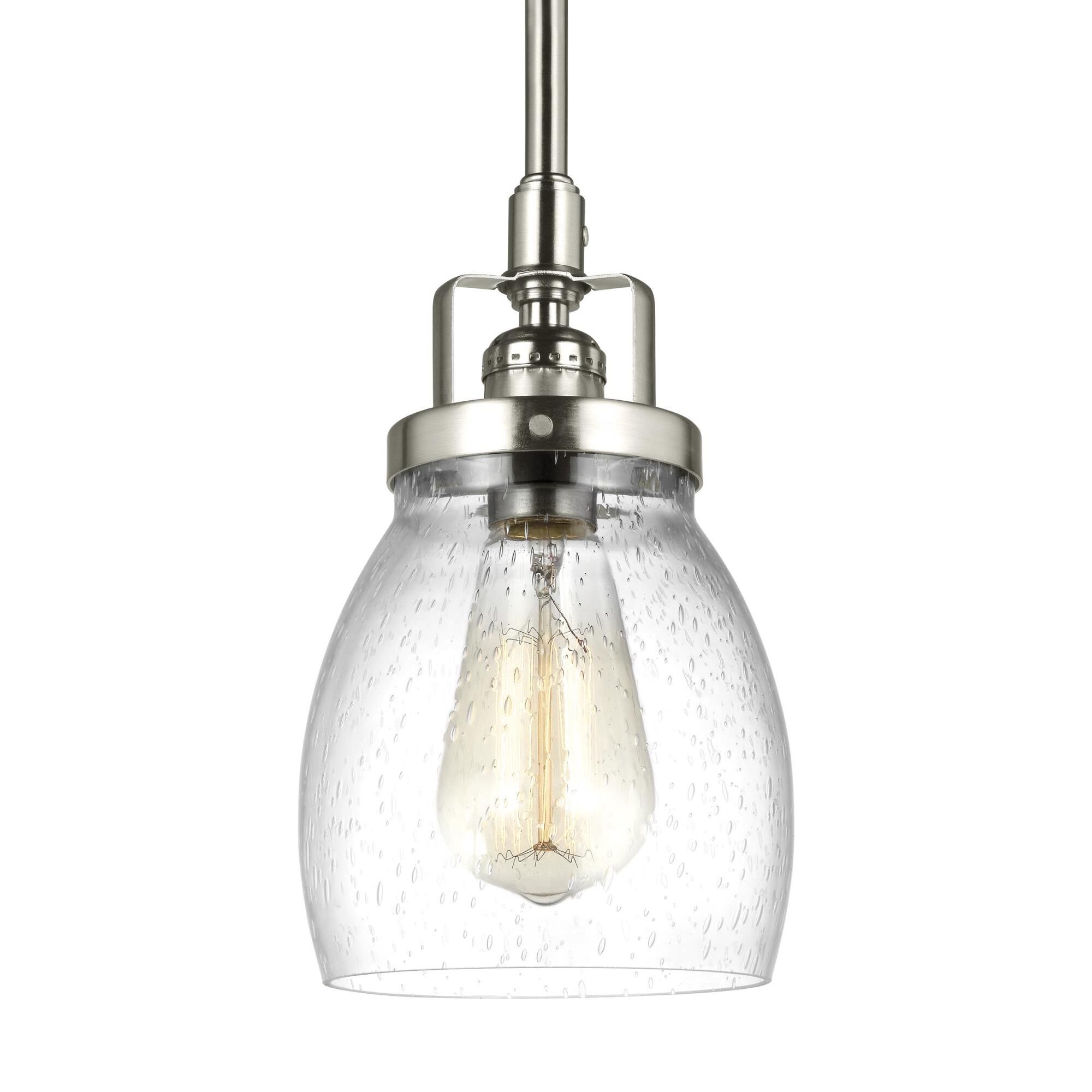 Shown in Brushed Nickel finish and Clear Seeded  Shade glass and Clear Seeded Glass shade