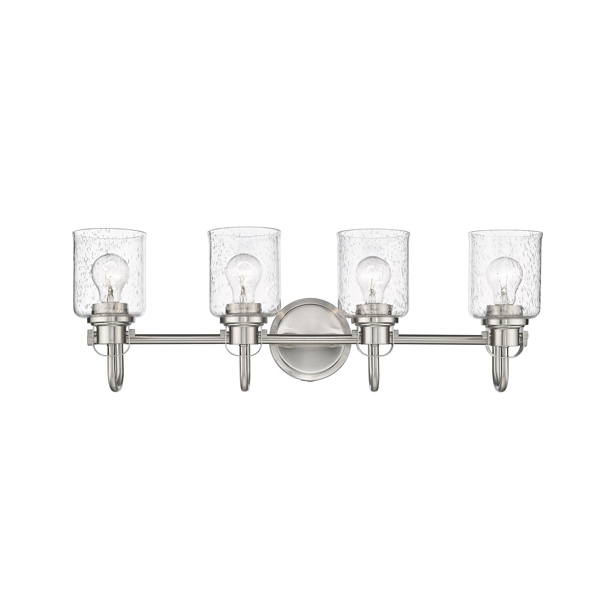 Shown in Brushed Nickel finish and Glass shade