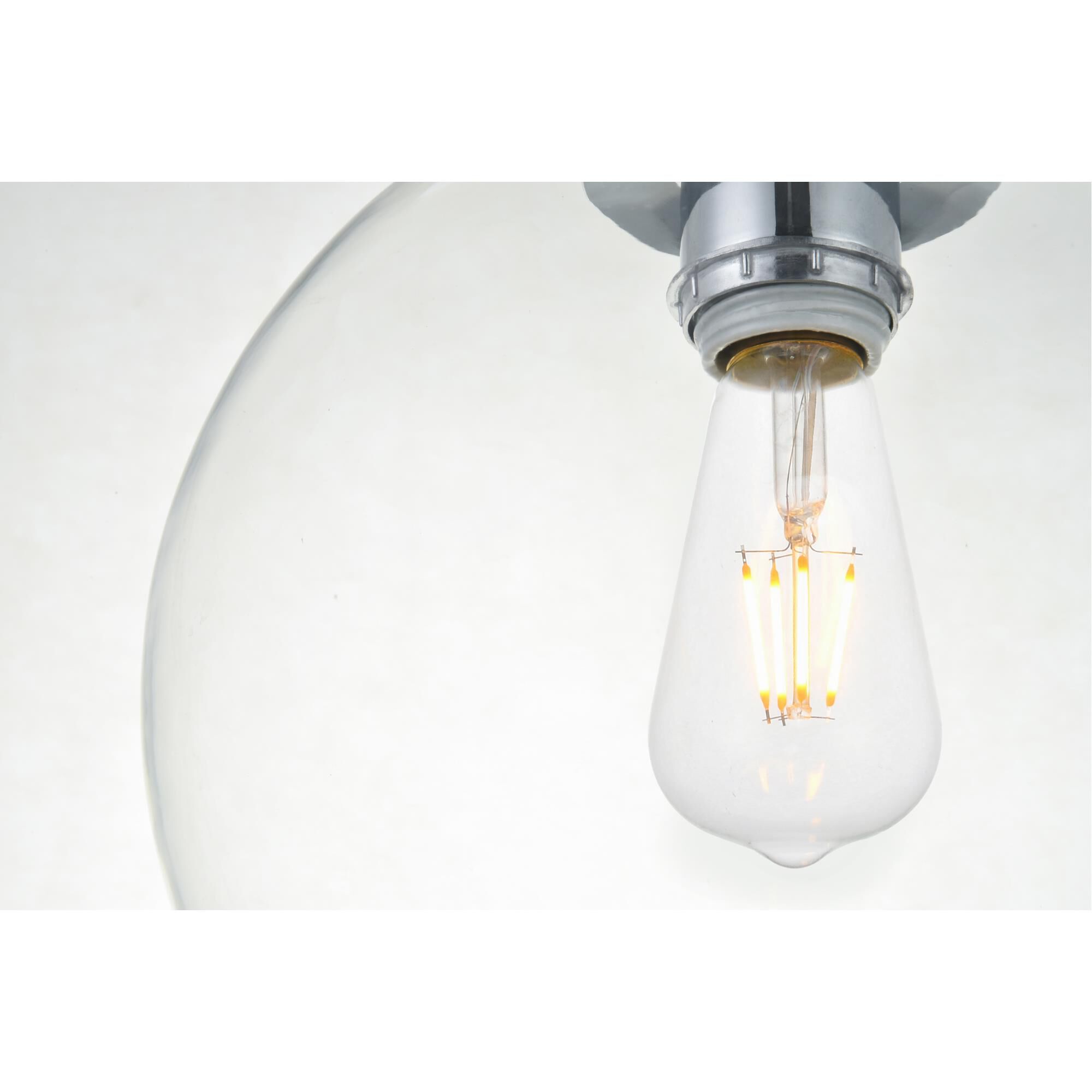 Shown in Chrome finish and Clear glass