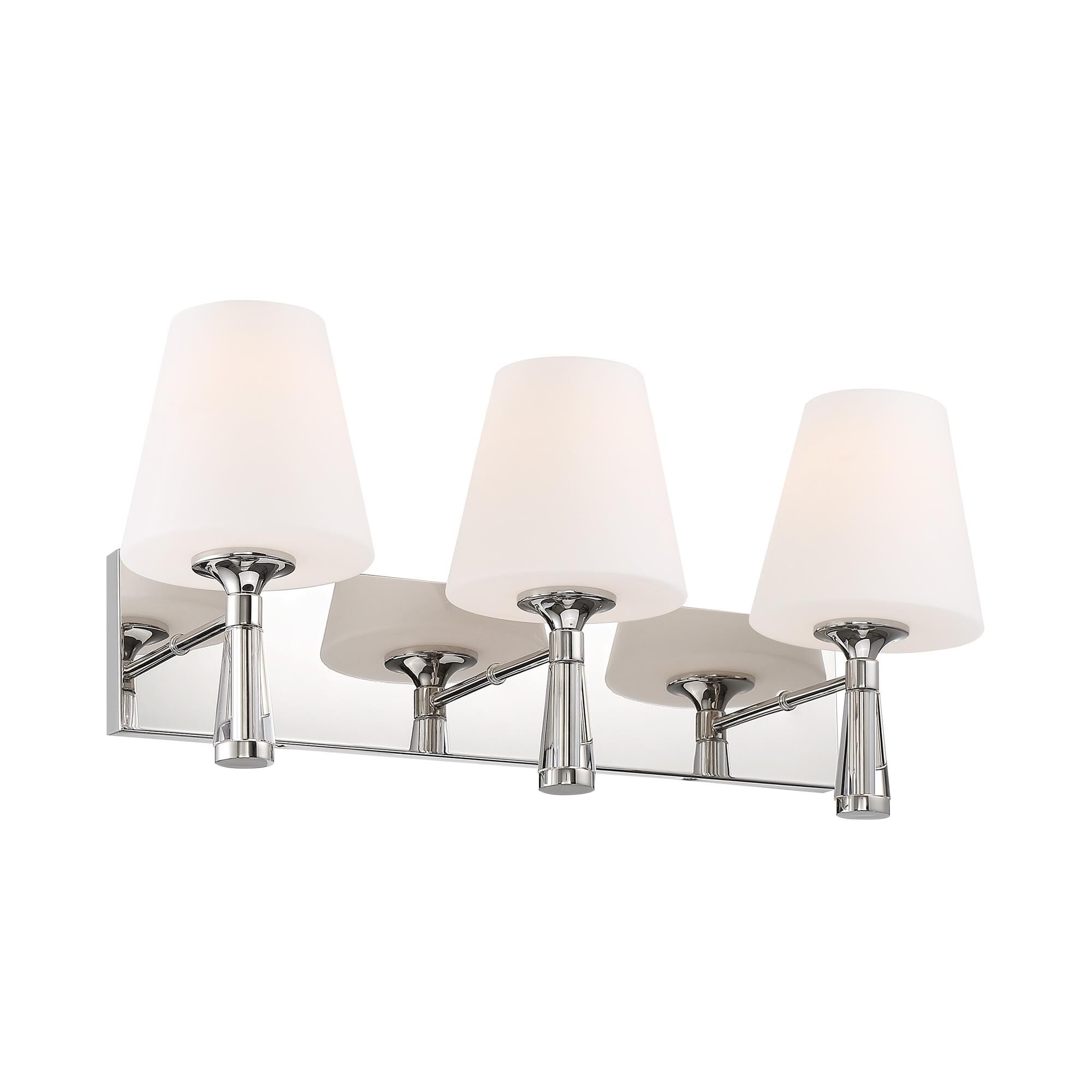 Shown in Polished Nickel finish and Glass glass and White shade
