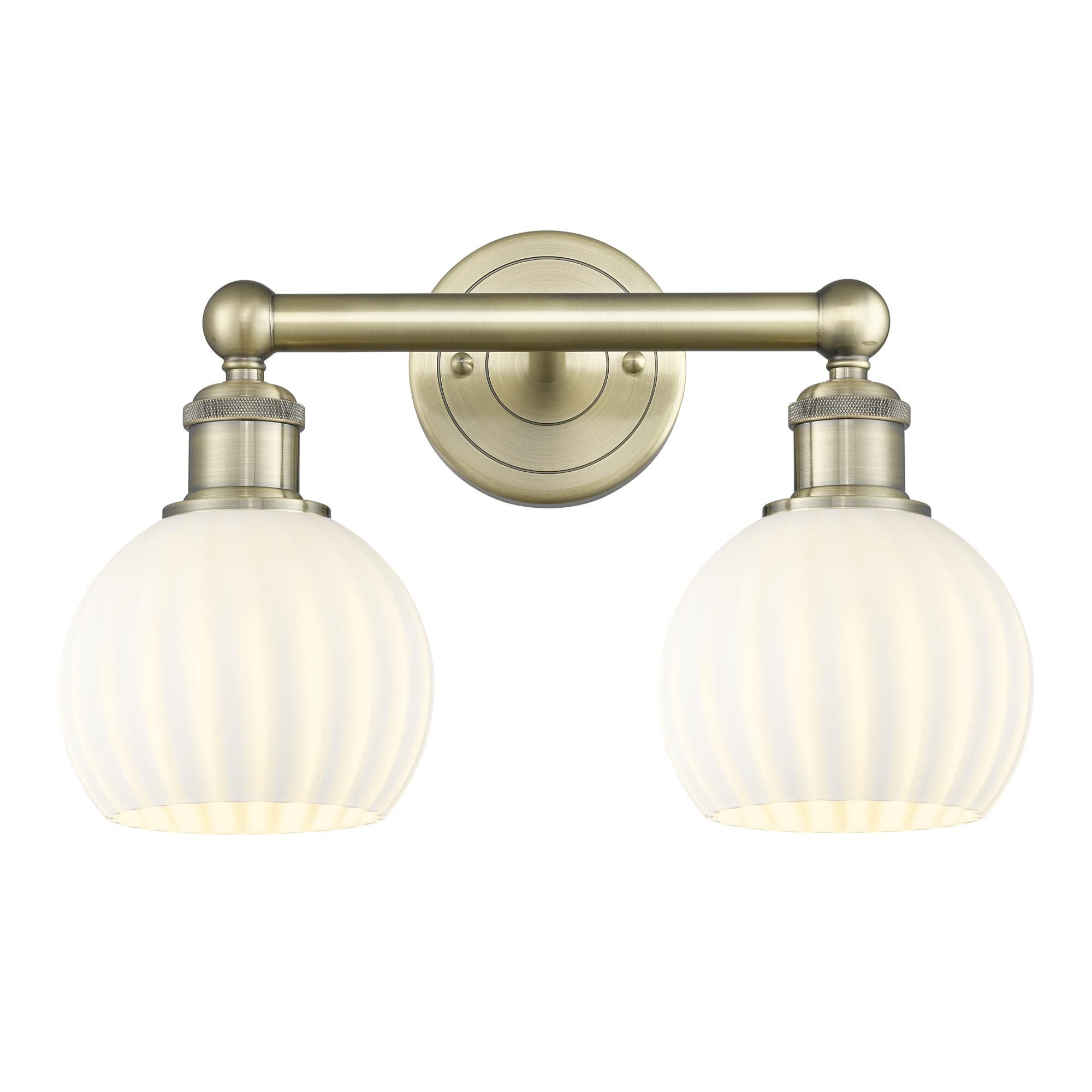 Shown in Antique Brass finish and White Venetian glass