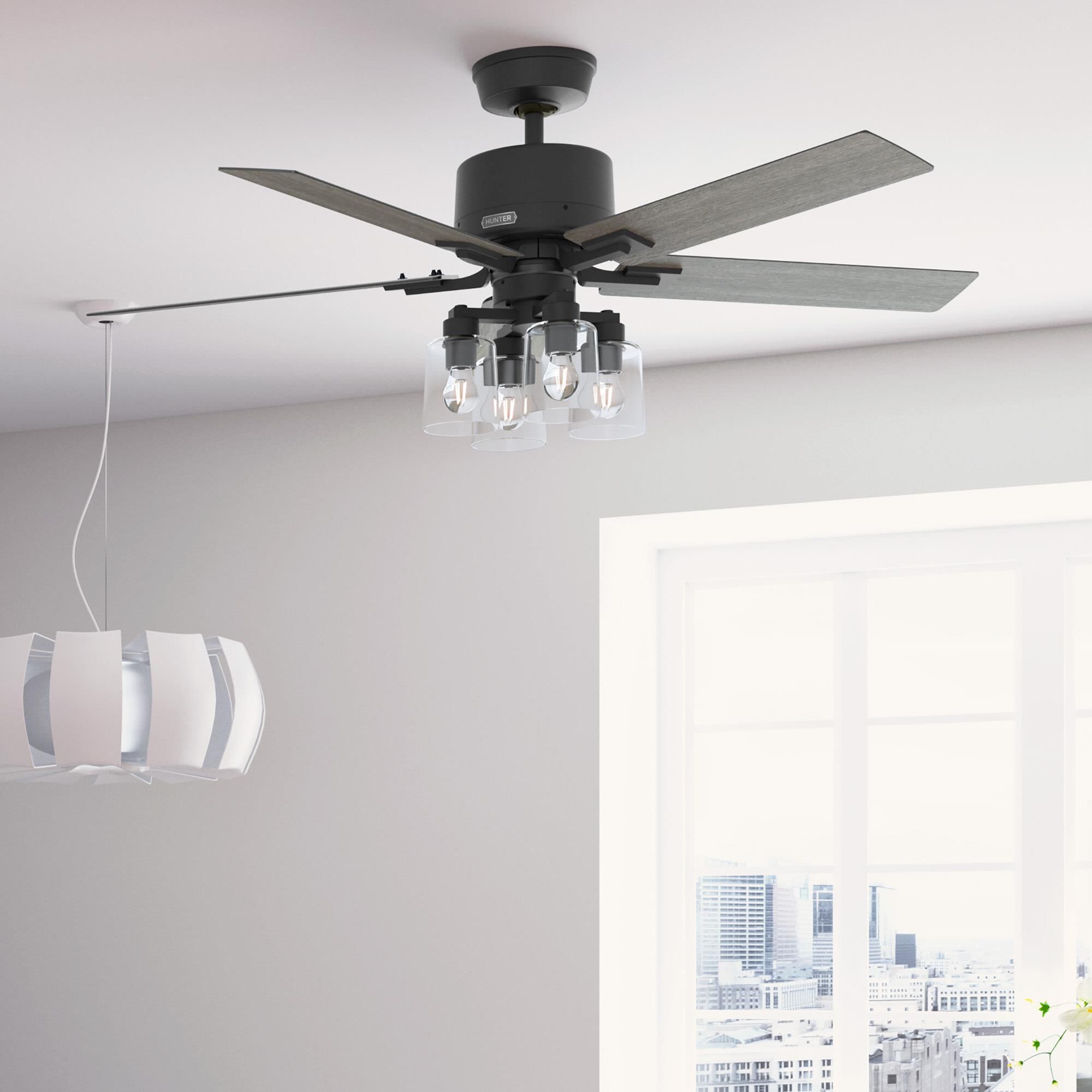 Techne 52 Inch Ceiling Fan with Light Kit by Hunter Fan