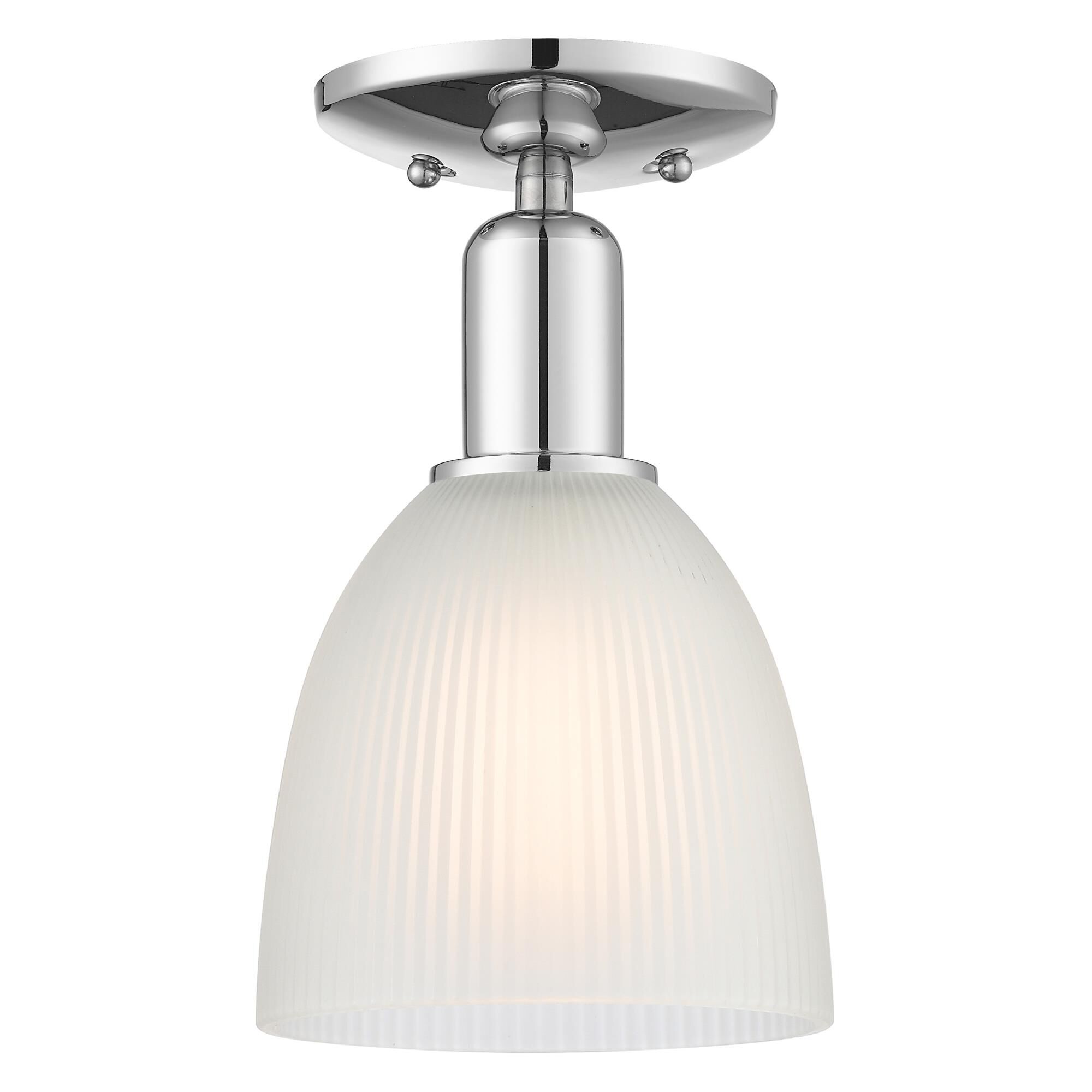 Shown in Polished Chrome finish and White glass