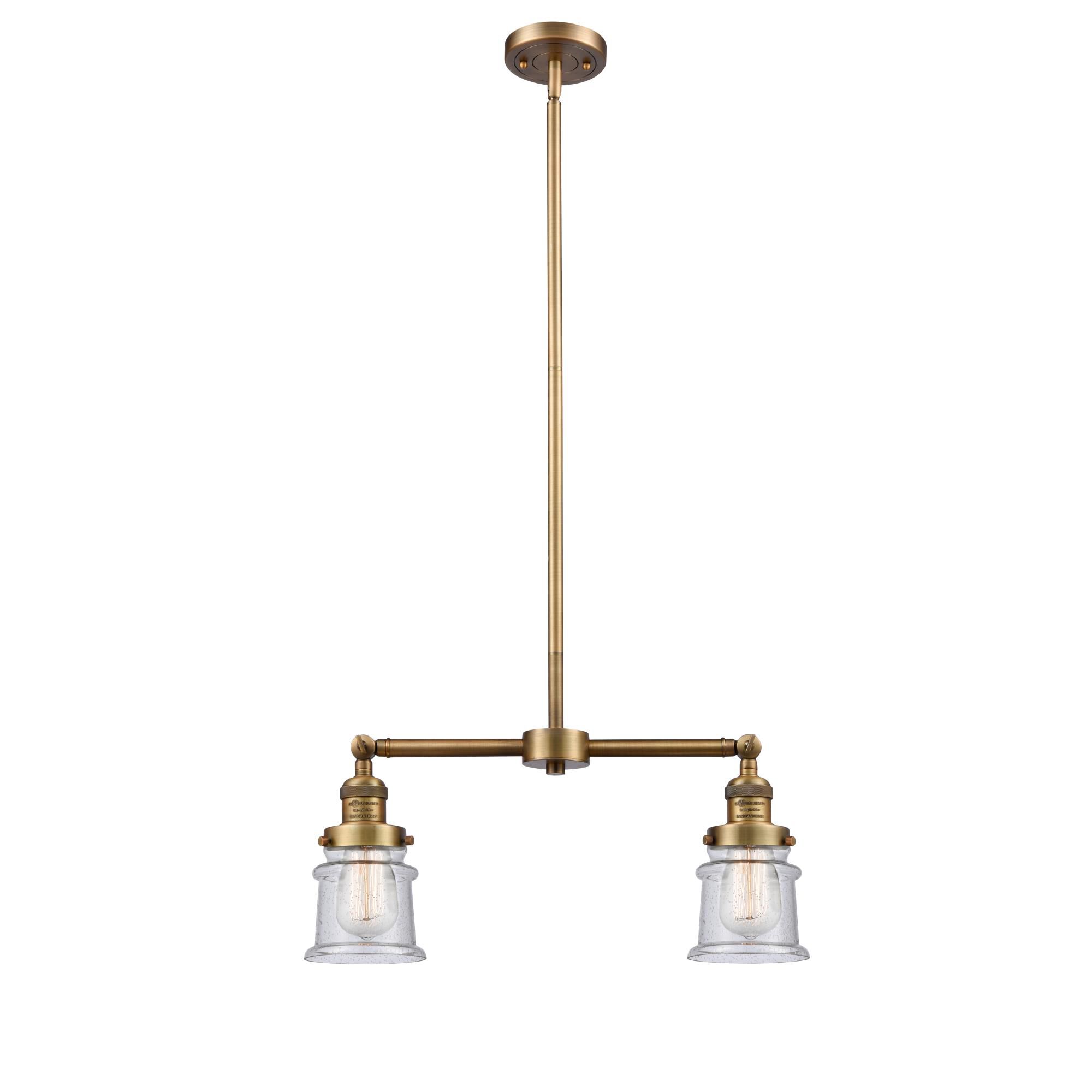 Shown in Brushed Brass finish and Seedy glass