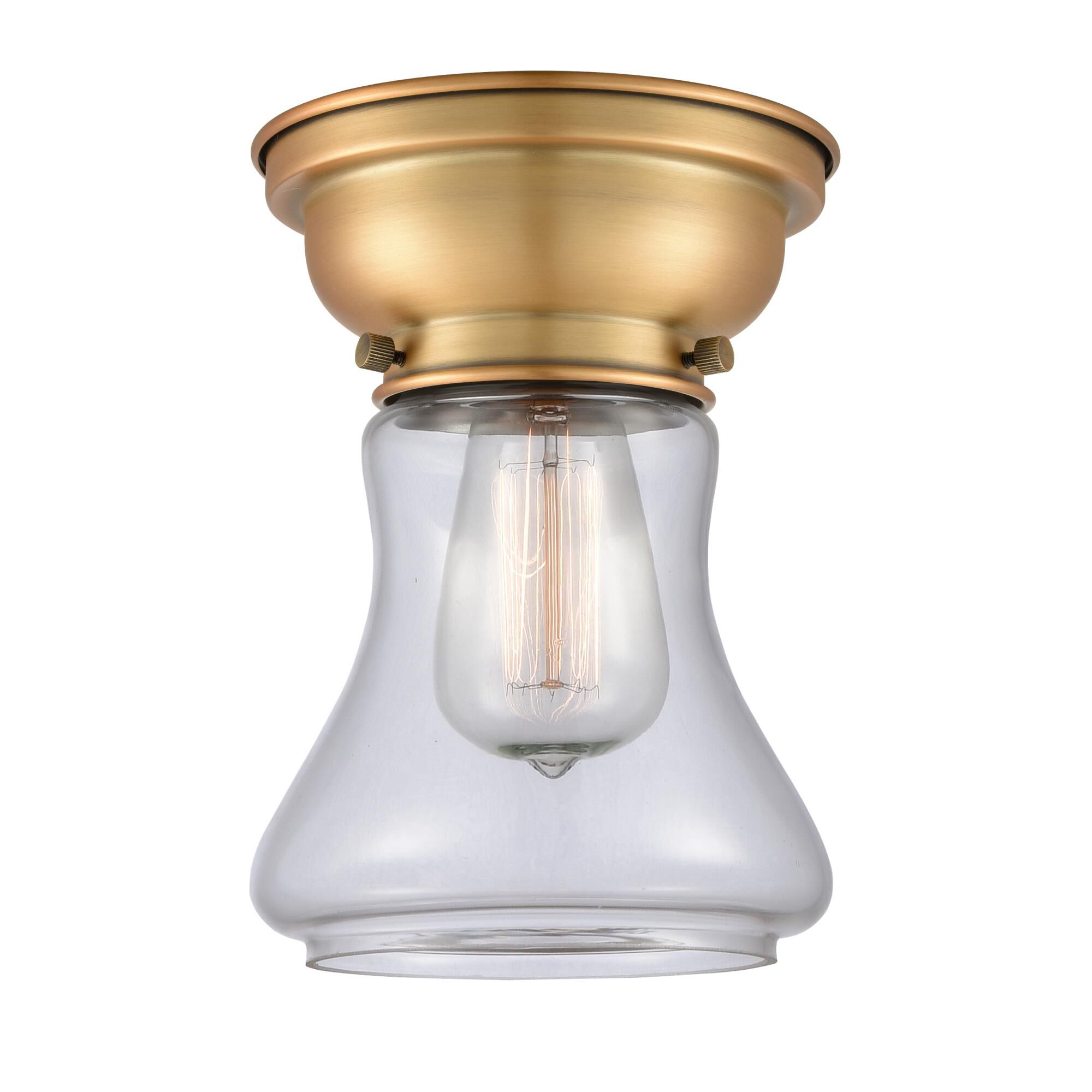 Shown in Brushed Brass finish and Clear Bellmont glass