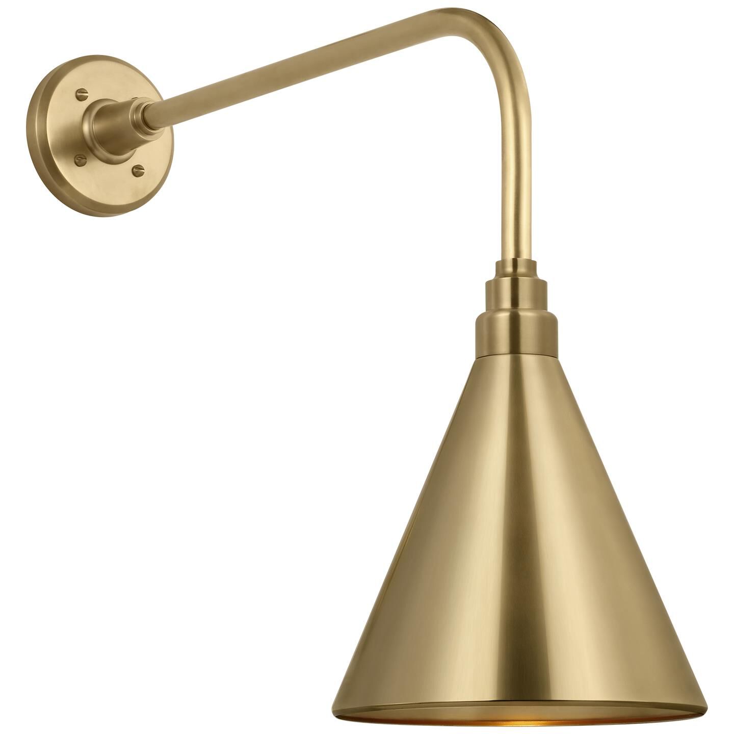 Shown in Hand-Rubbed Antique Brass finish and Gold shade