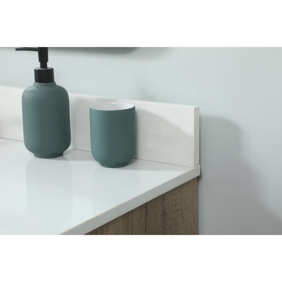 Shown in Natural Oak finish and With Backsplash accent