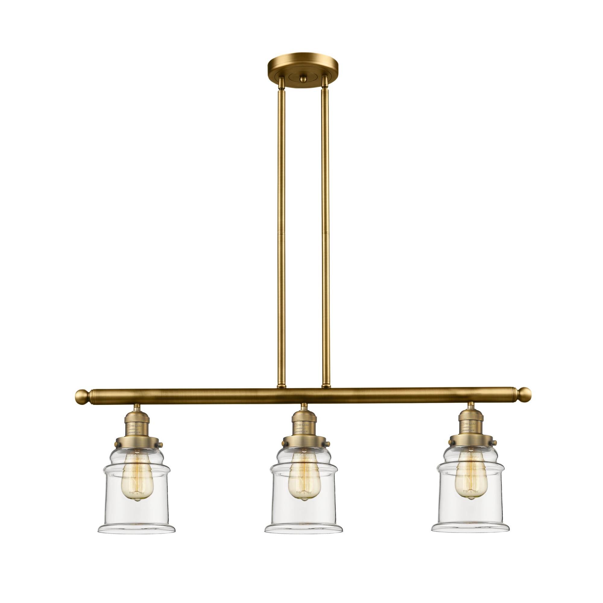 Shown in Brushed Brass finish and Clear glass
