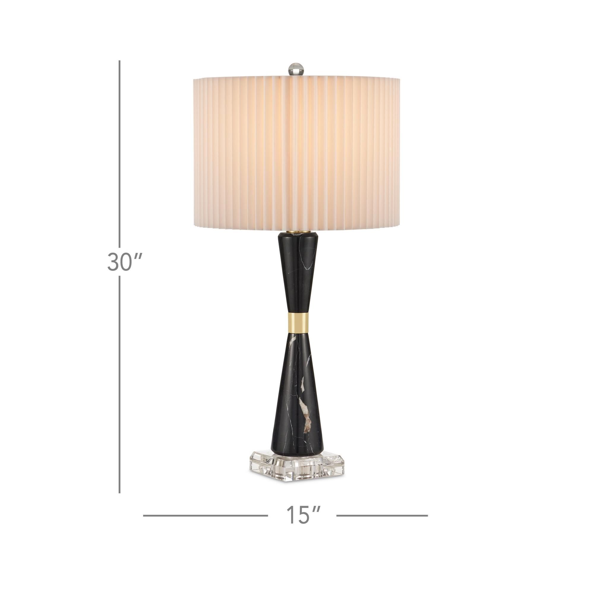 Shown in Natural and Natural Brass finish and Off White Shantung with Knife Pleated shade