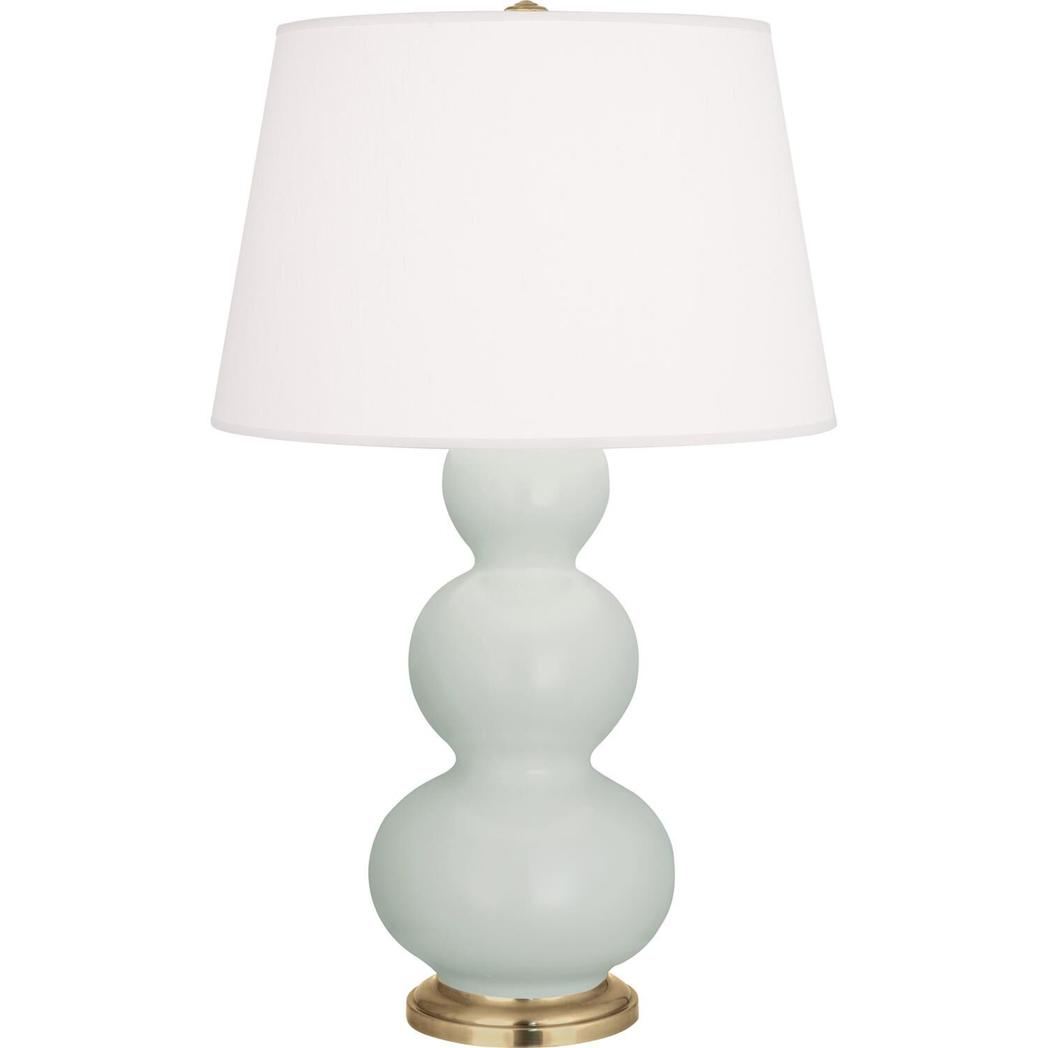Shown in Matte Celadon finish and Pearl shade and Antique Natural Brass accent