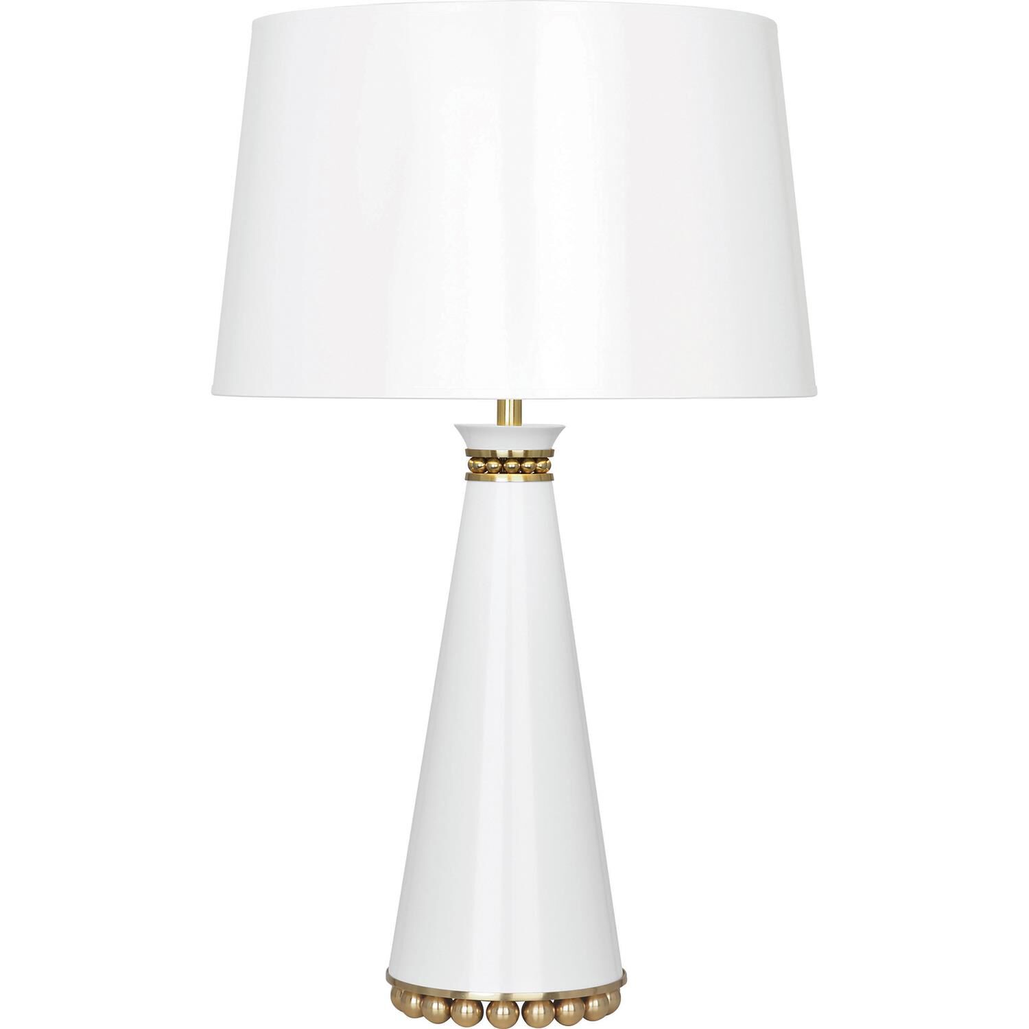 Shown in Lily Lacquered Paint With Modern Brass Accents finish and Lily Painted Opaque Parchment With Gold Lining shade