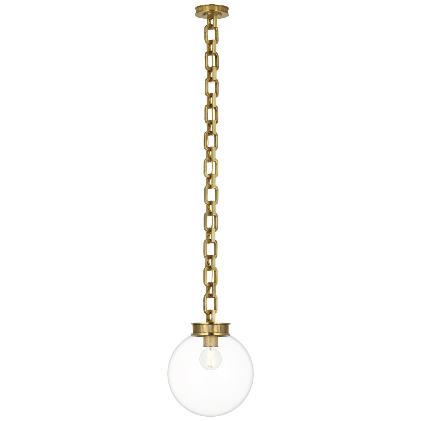 Shown in Soft Brass finish and Clear glass