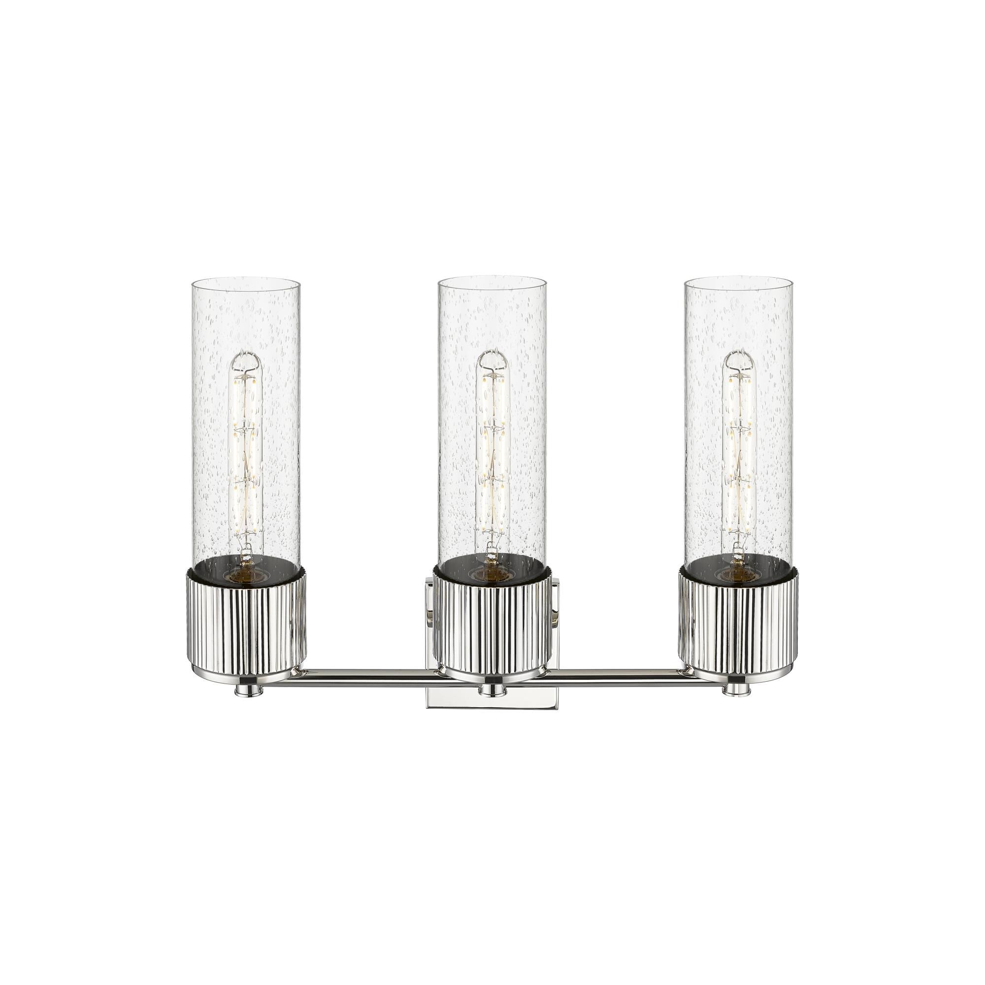 Shown in Polished Nickel finish and Seedy glass