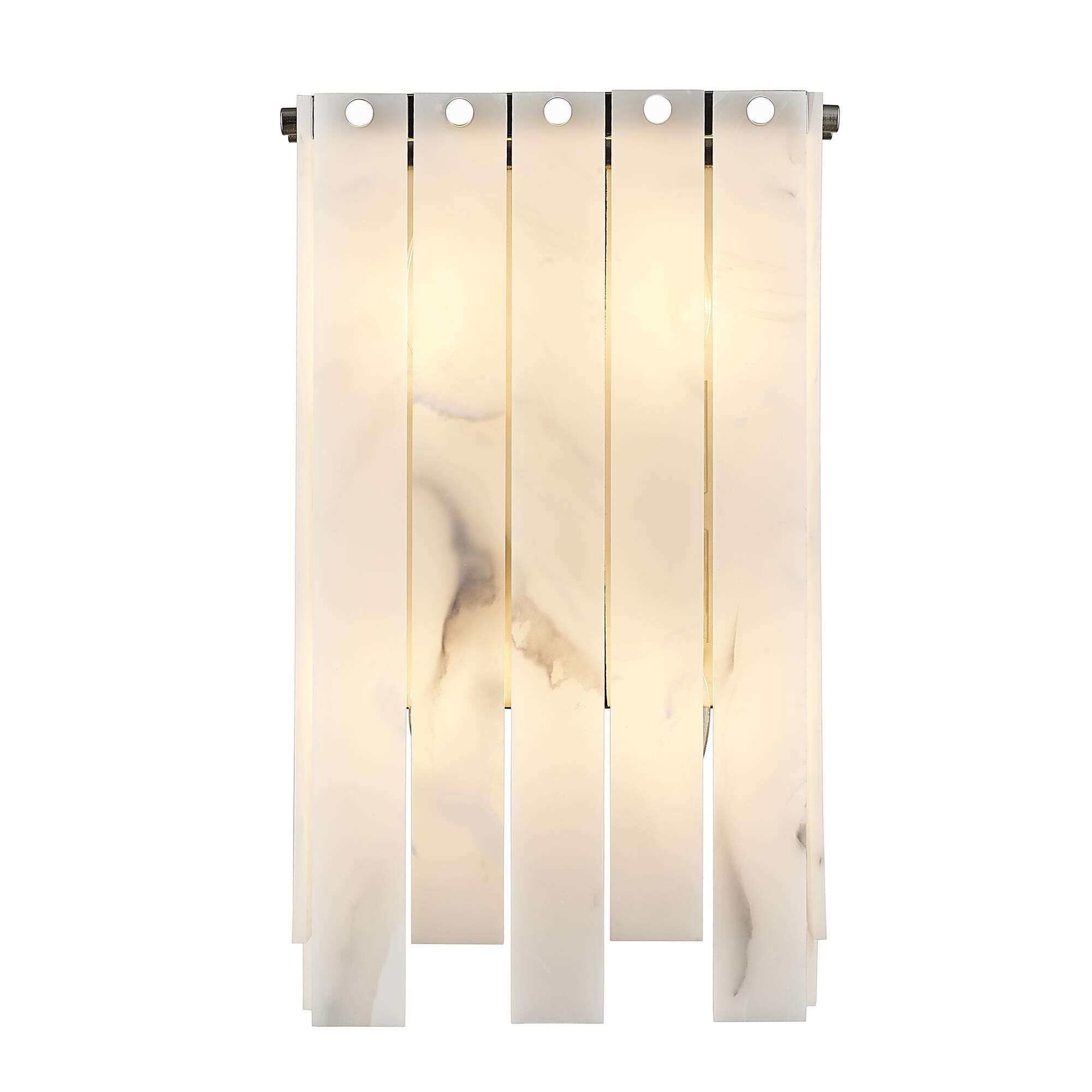 Shown in Polished Nickel finish and Alabaster Resin shade