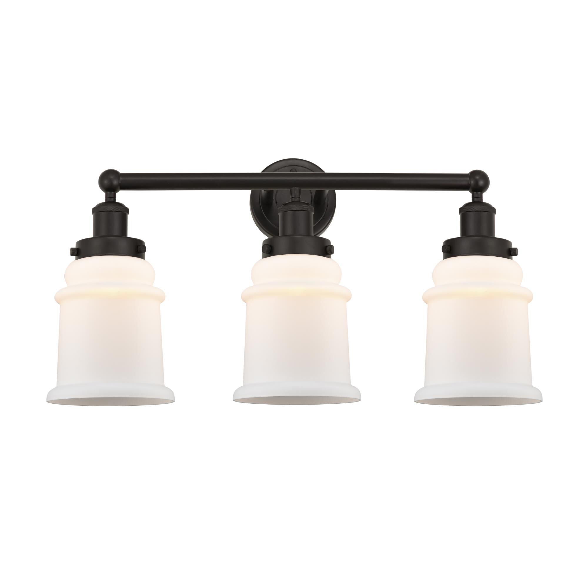 Shown in Oil Rubbed Bronze, Matte White finish and Matte White glass and Matte White Glass shade