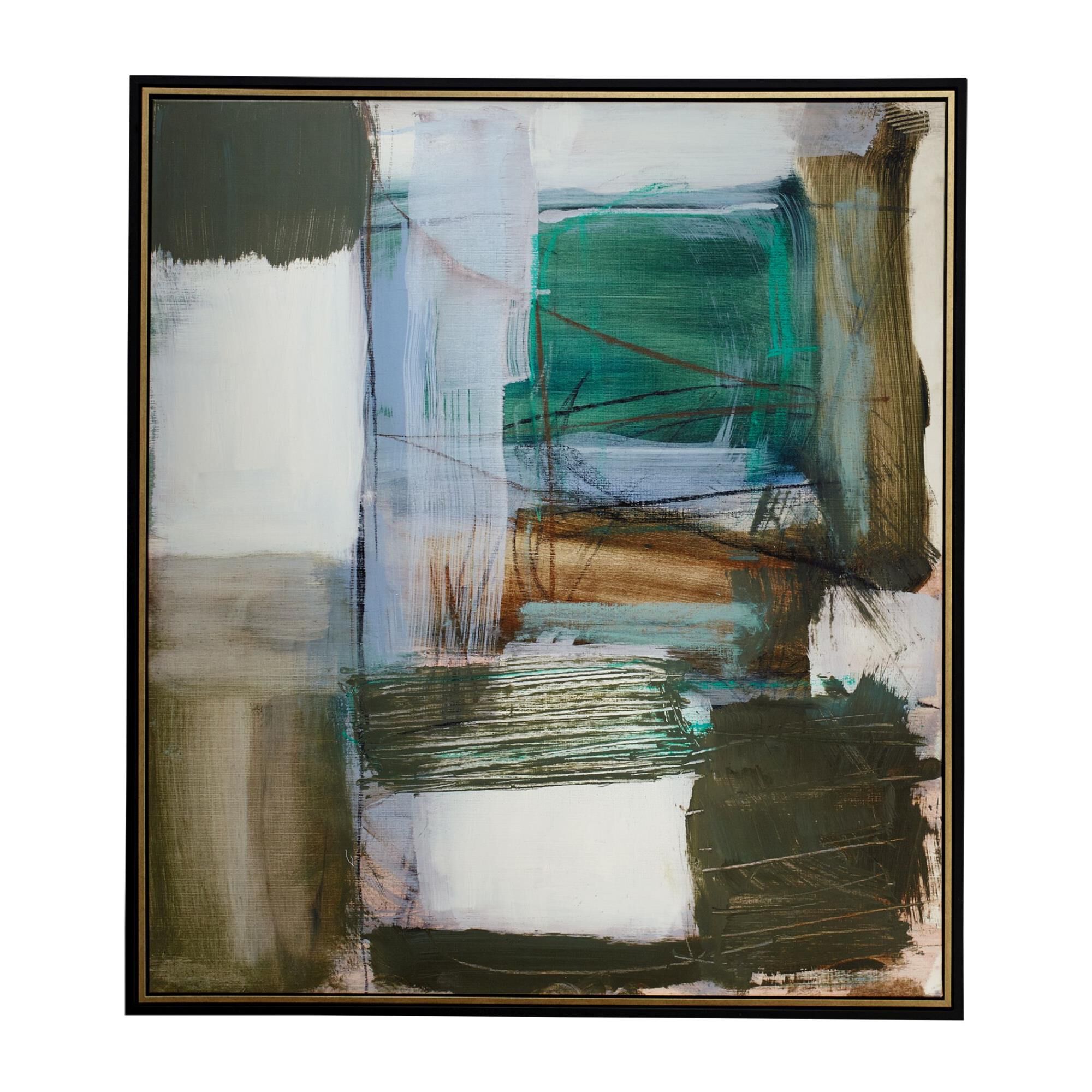 Uttermost Green Fields Framed Abstract Canvas Painting by Uttermost