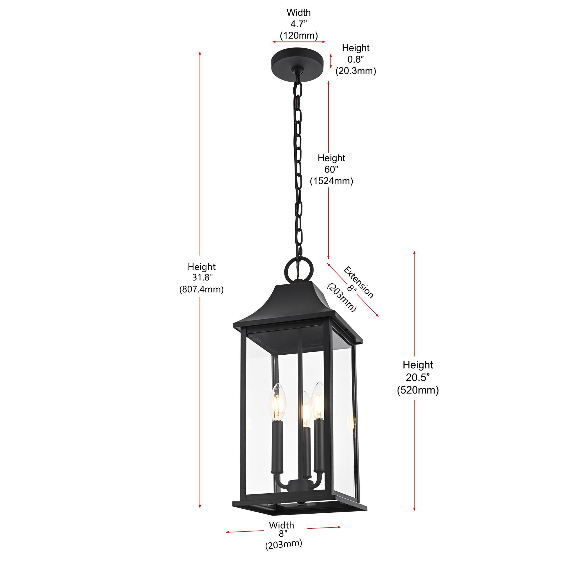 Shepard 8 Inch Outdoor Hanging Lantern by Elegant Lighting