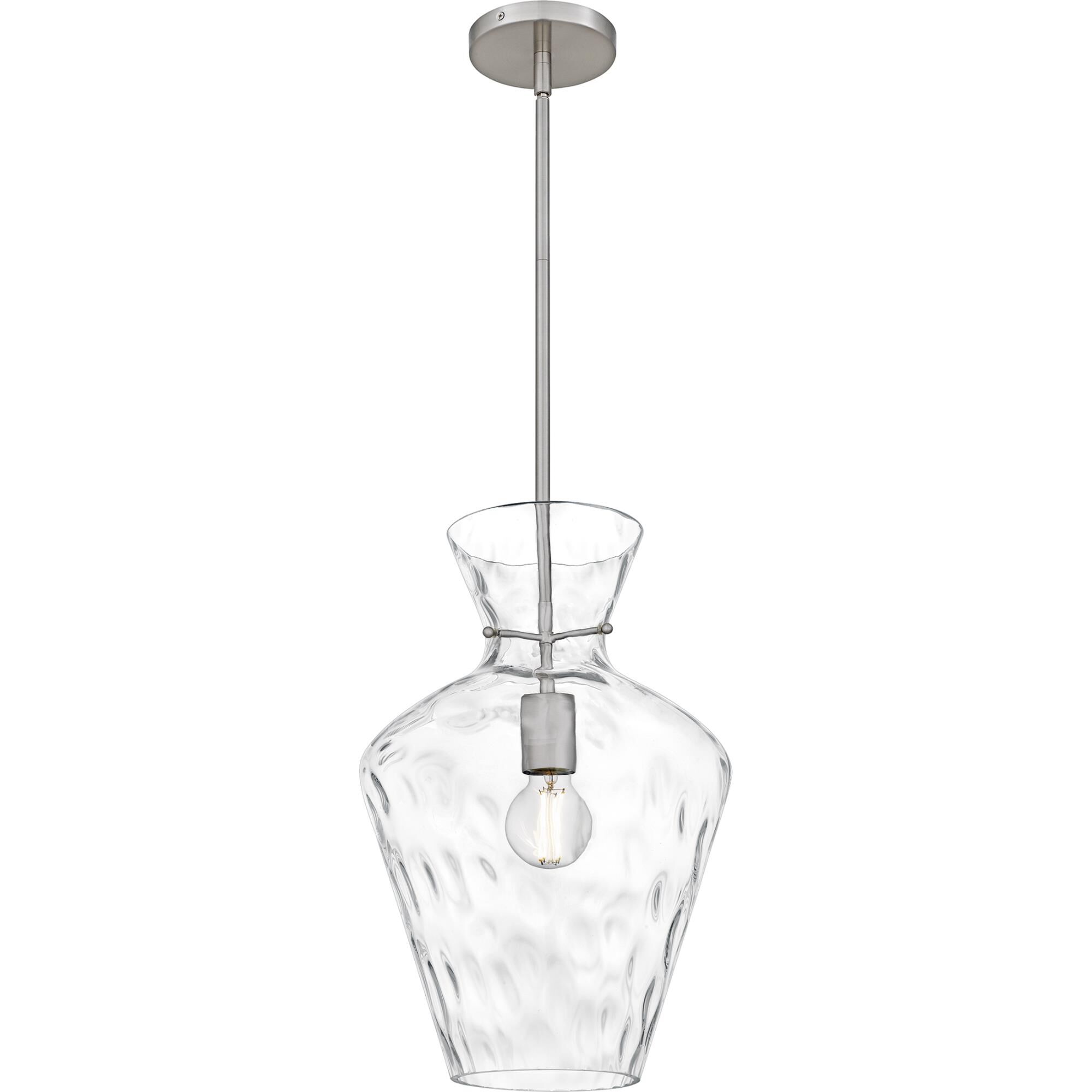 Shown in Brushed Nickel finish and Clear Water Glass shade