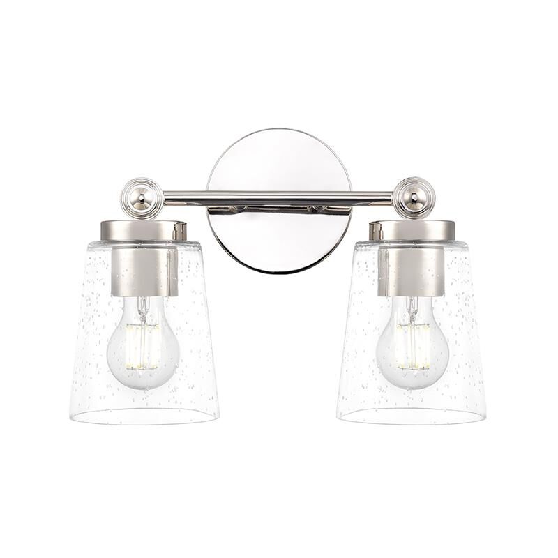 Shown in Polished Nickel finish and Clear Seeded glass