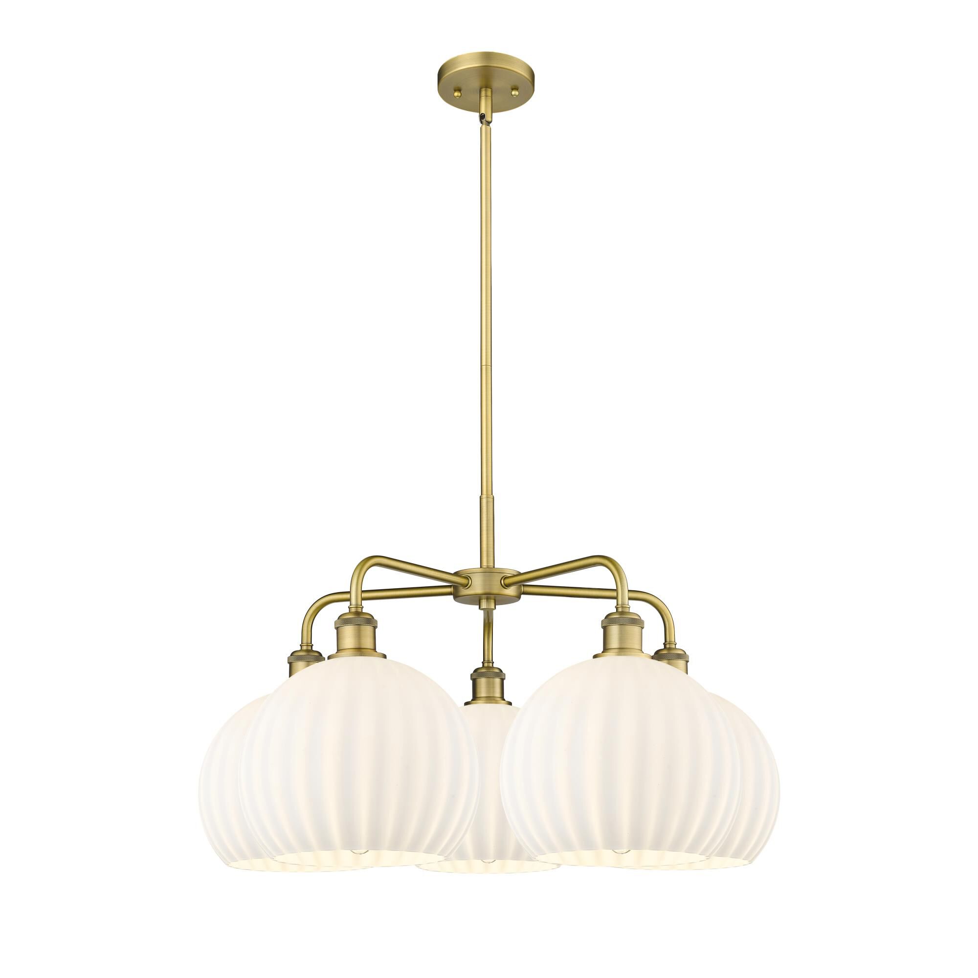 Shown in Brushed Brass finish and White Venetian glass