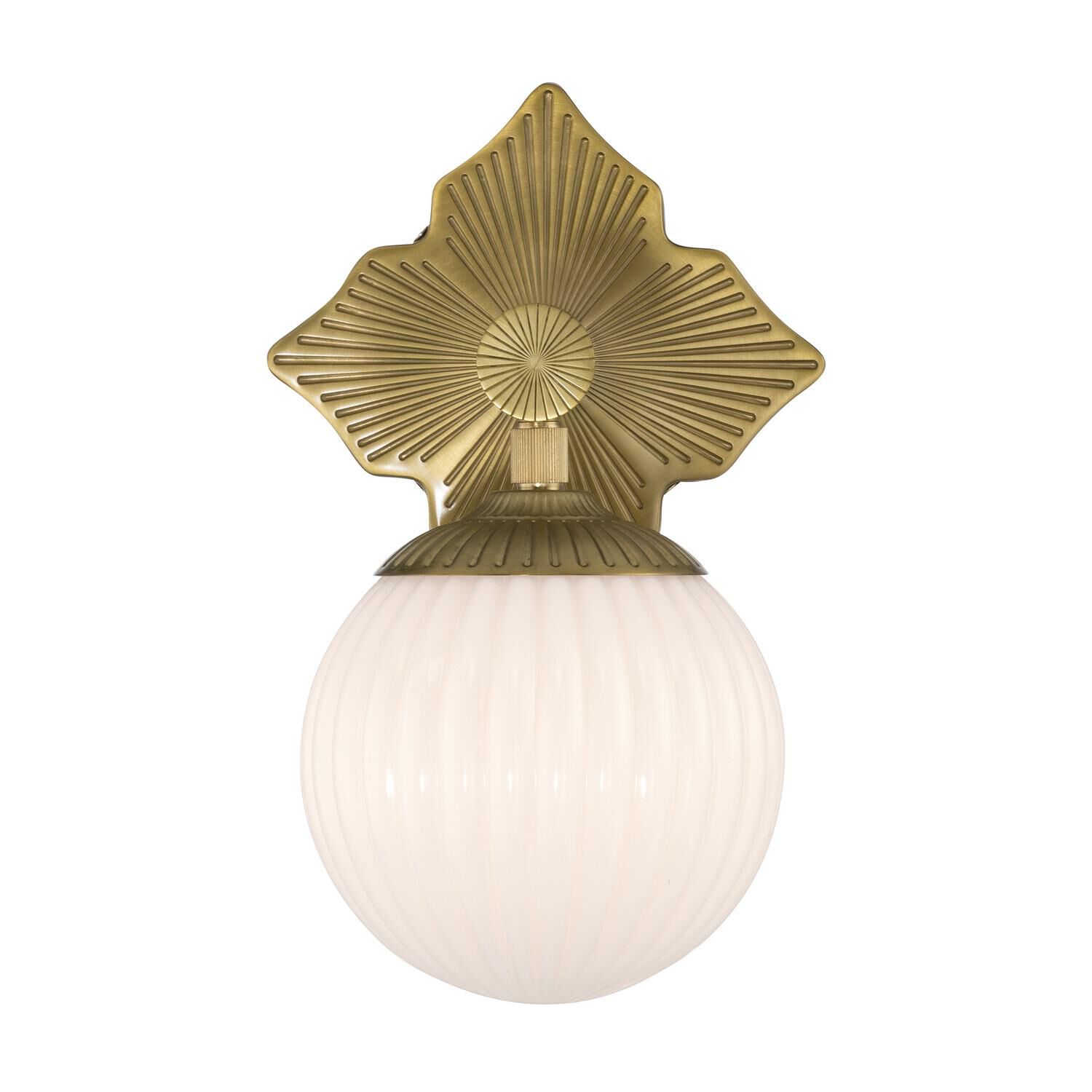 Shown in Aged Brass finish and Ribbed glass and Ribbed Glass shade