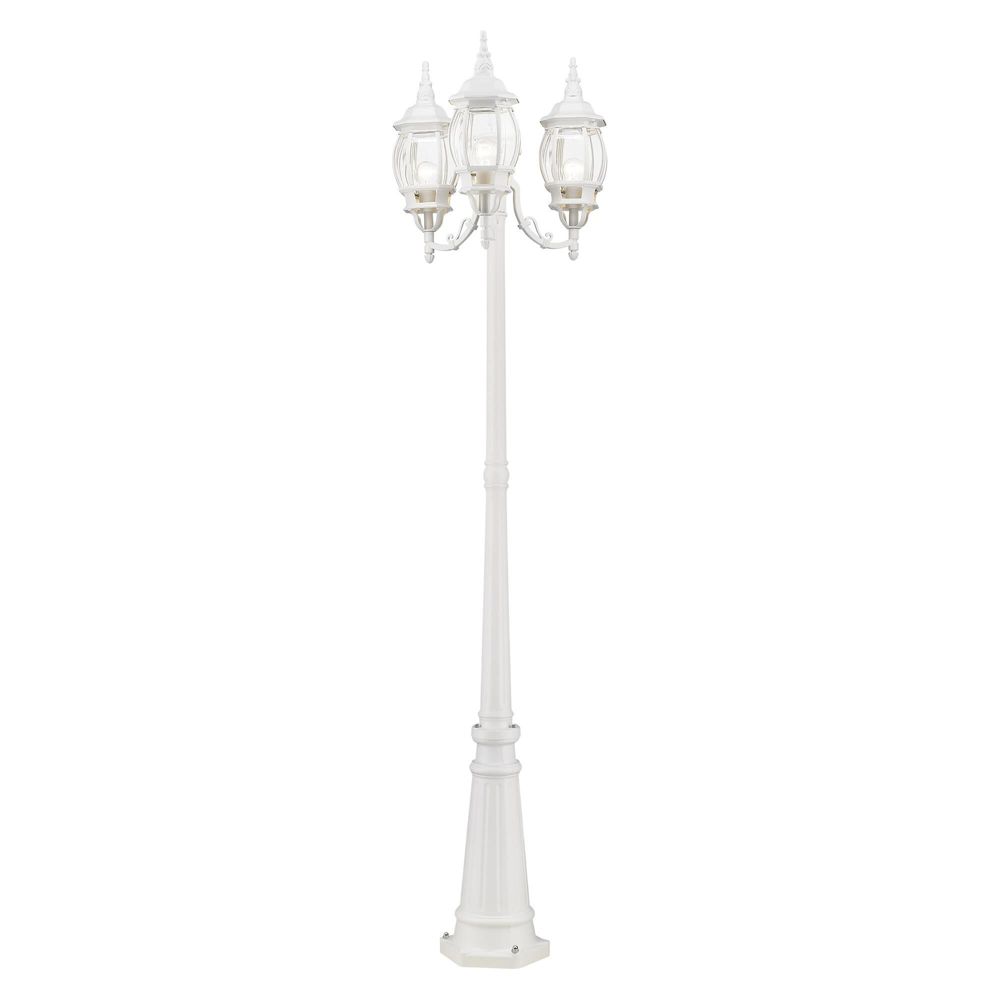 Shown in Textured White finish and Clear Beveled glass and Clear Beveled Glass shade